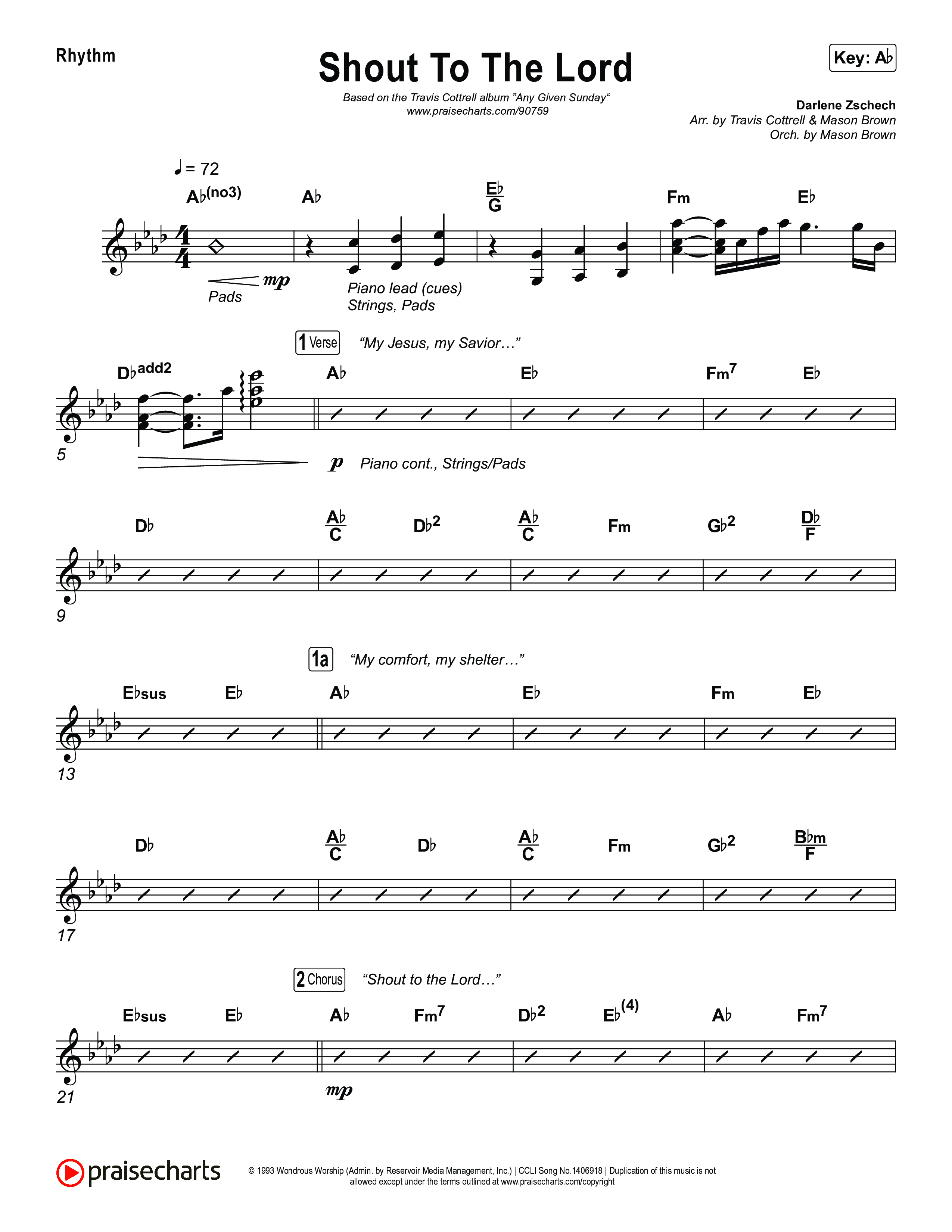 Shout To The Lord (Choral/SATB) Rhythm Chart (Travis Cottrell / Brooke Voland / Arr. Mason Brown)