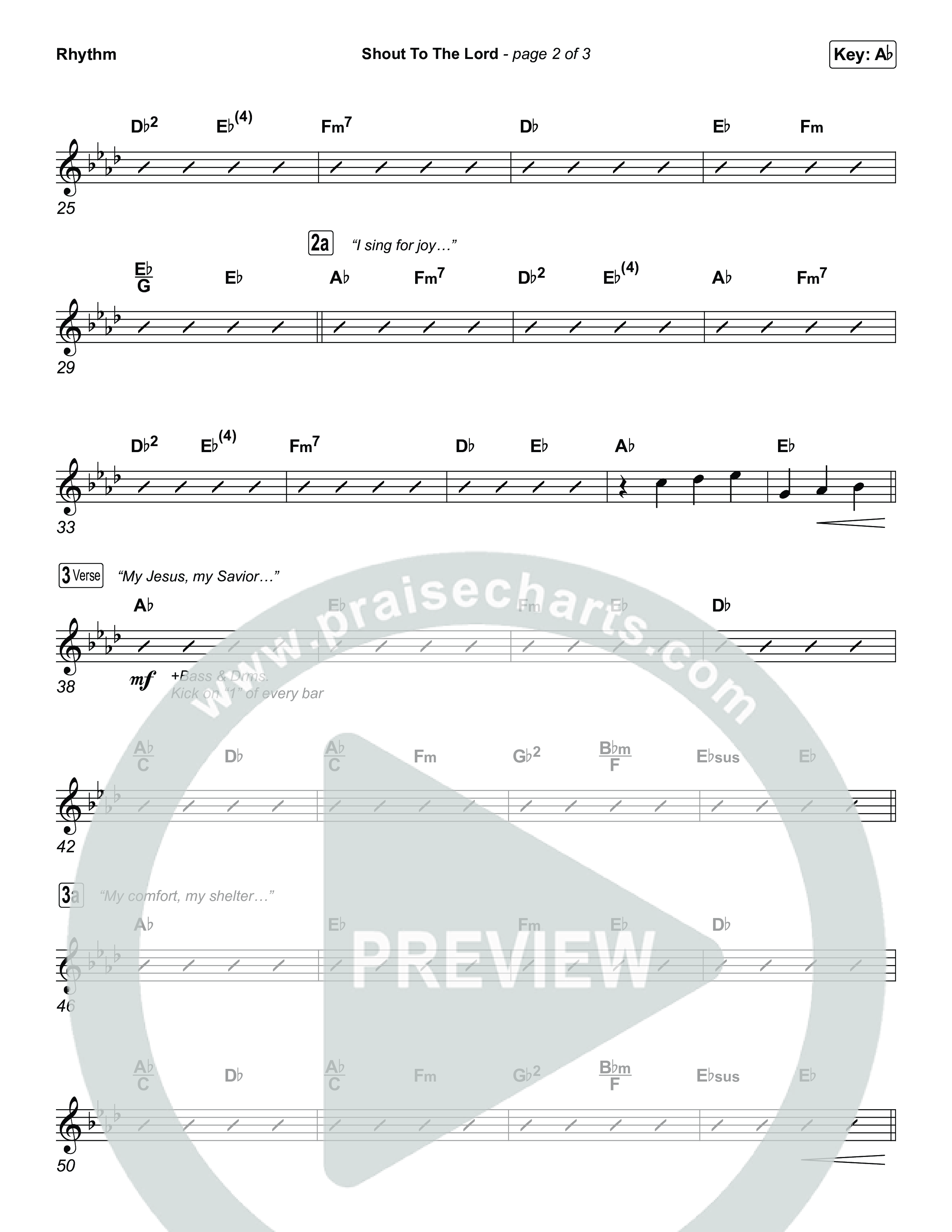 Shout To The Lord (Choral/SATB) Rhythm Chart (Travis Cottrell / Brooke Voland / Arr. Mason Brown)