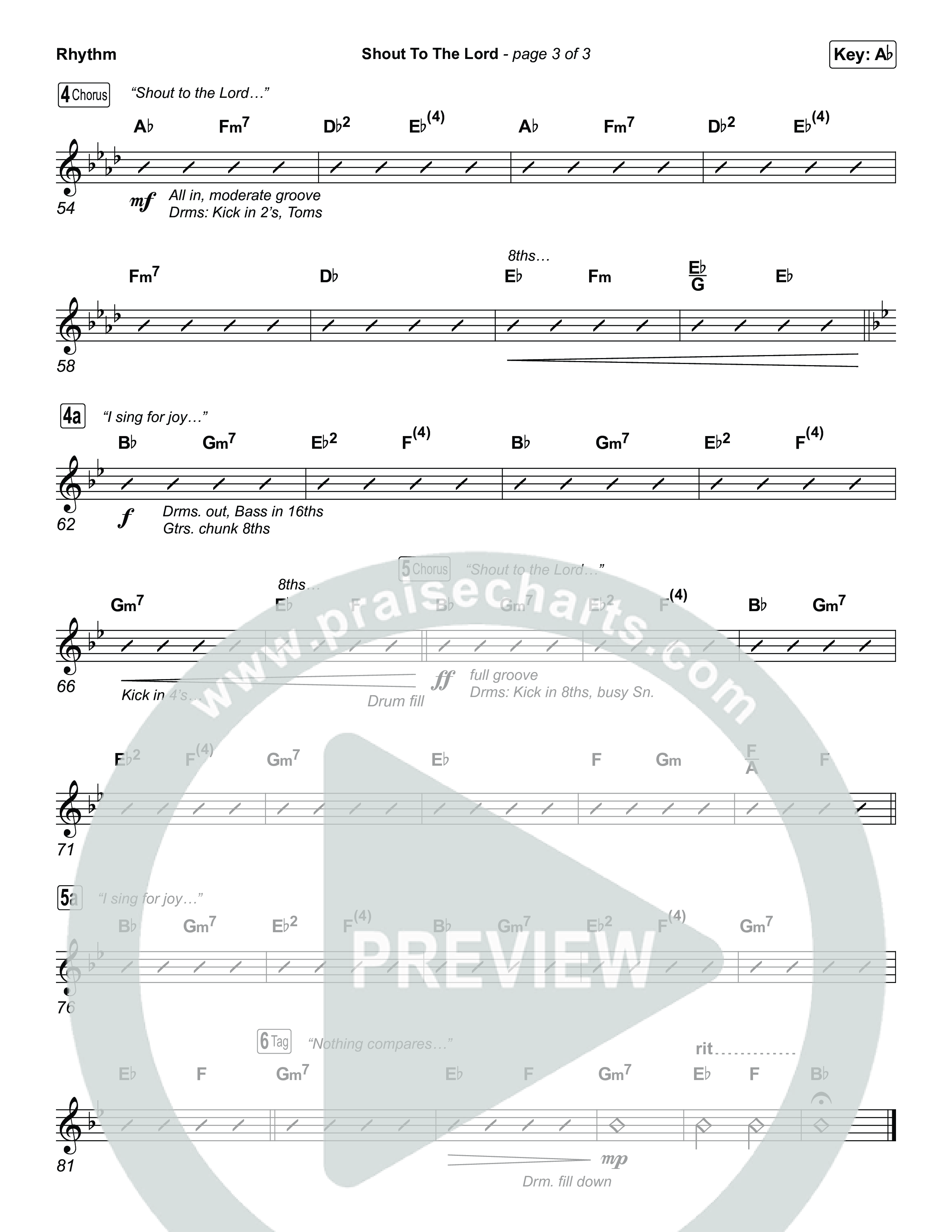 Shout To The Lord (Choral/SATB) Rhythm Chart (Travis Cottrell / Brooke Voland / Arr. Mason Brown)