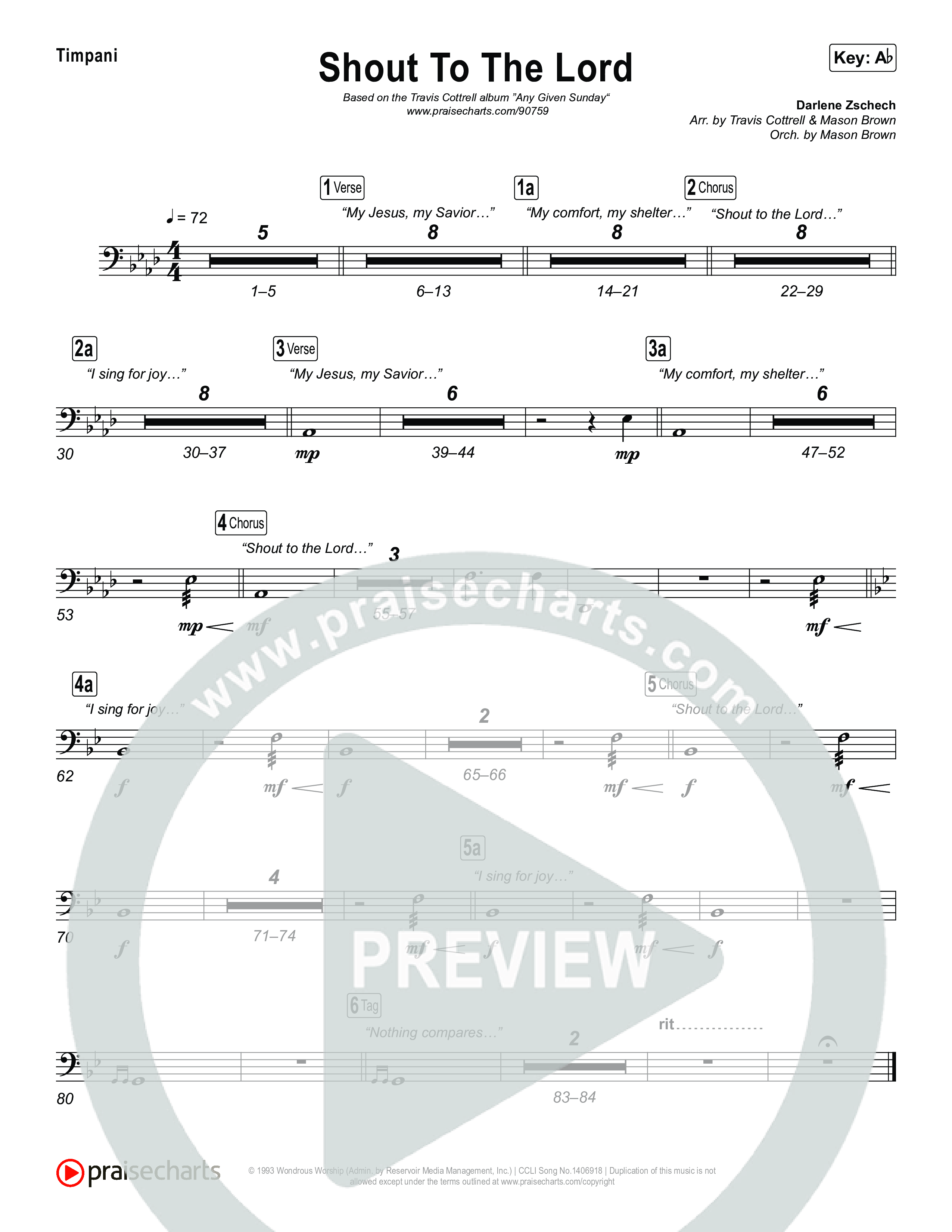 Shout To The Lord (Choral/SATB) Timpani (Travis Cottrell / Brooke Voland / Arr. Mason Brown)