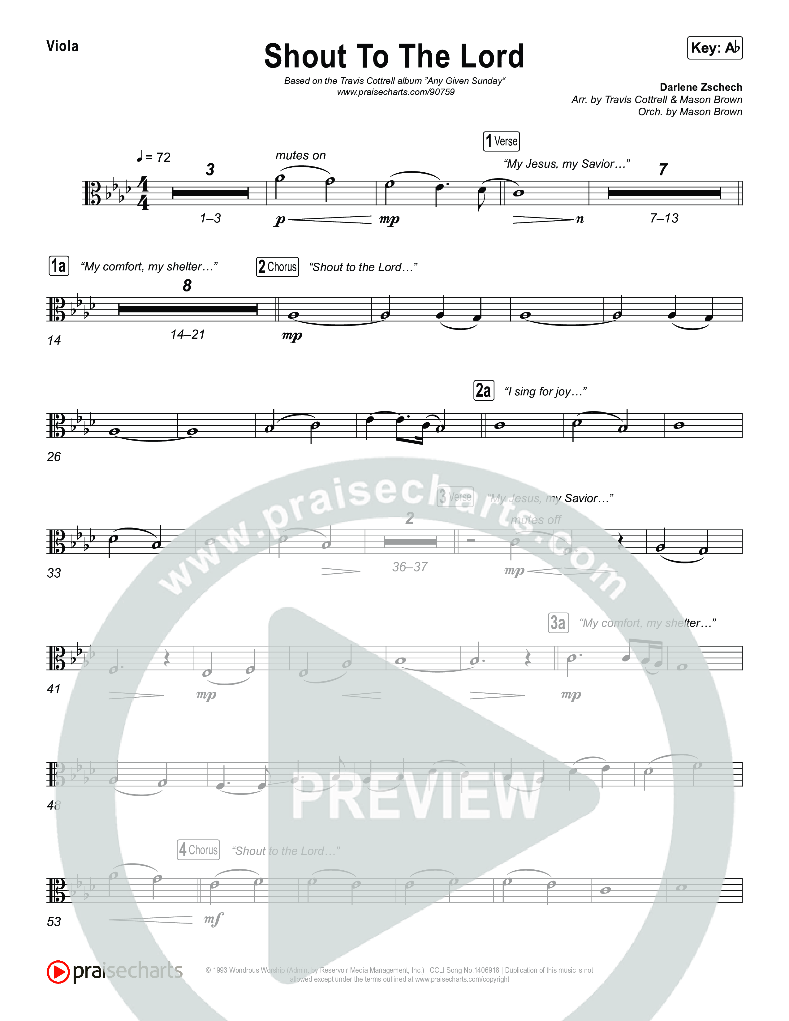 Shout To The Lord (Choral/SATB) String Pack (Travis Cottrell / Brooke Voland / Arr. Mason Brown)