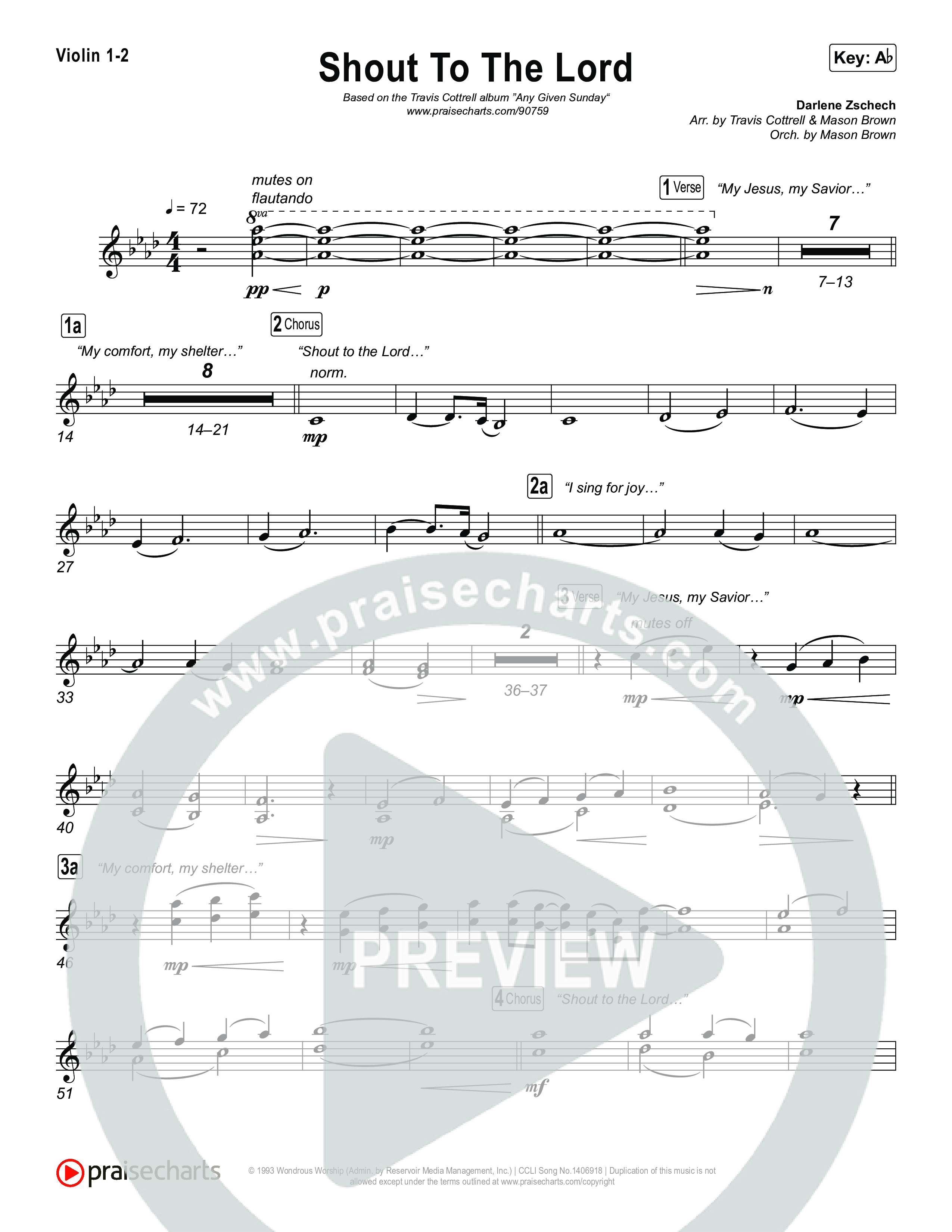Shout To The Lord (Choral/SATB) String Pack (Travis Cottrell / Brooke Voland / Arr. Mason Brown)