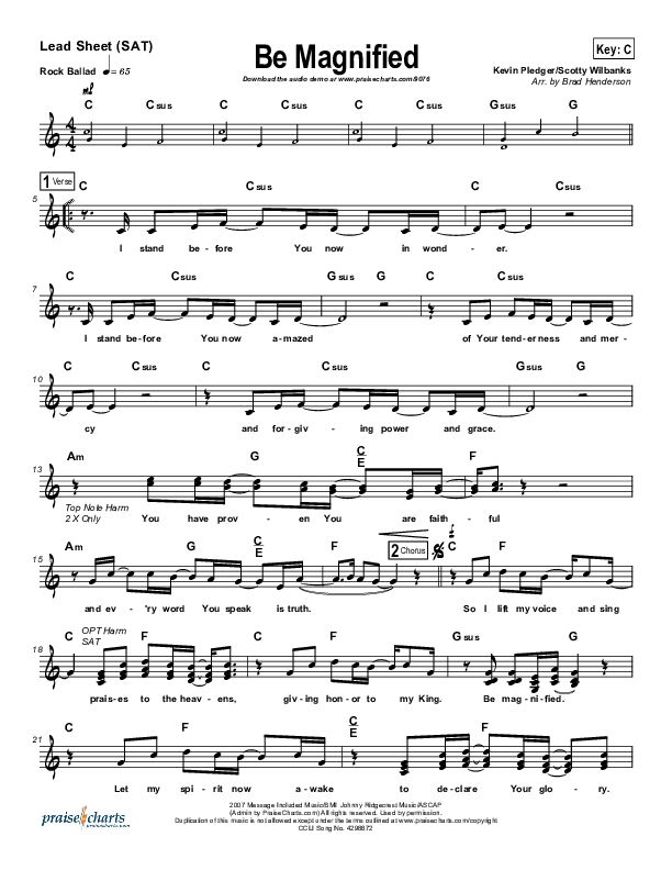 Be Magnified Lead Sheet (Kevin Pledger)