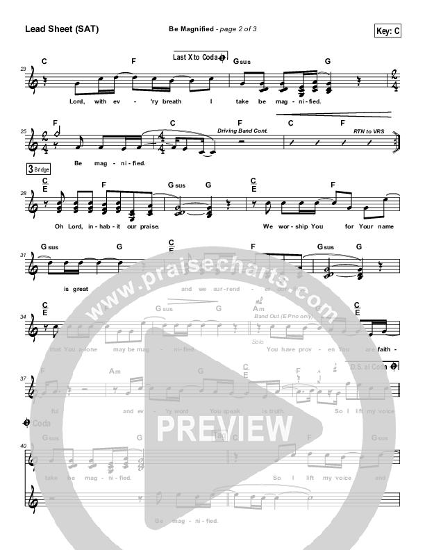 Be Magnified Lead Sheet (Kevin Pledger)