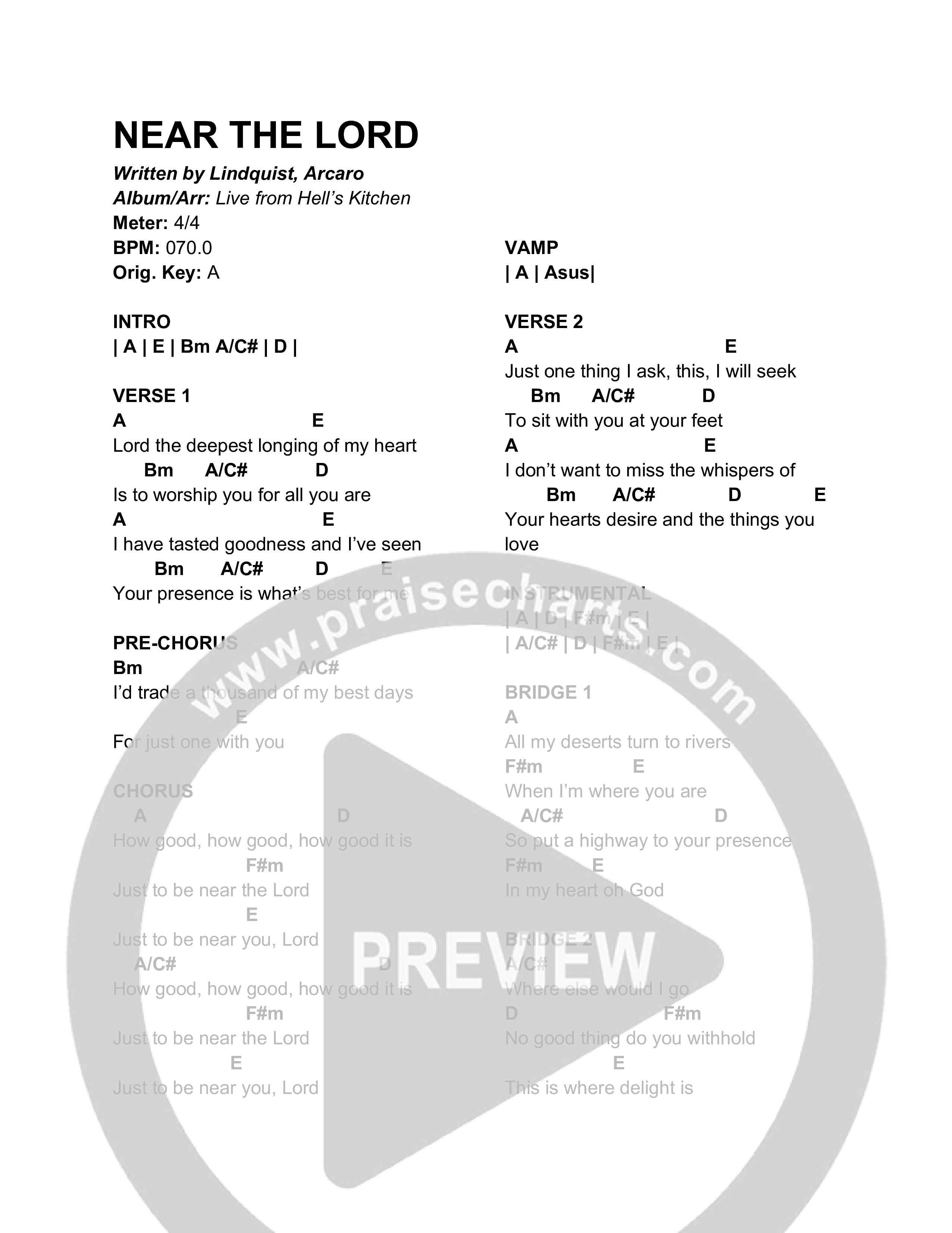 Near The Lord Chord Chart (Church of the City New York)