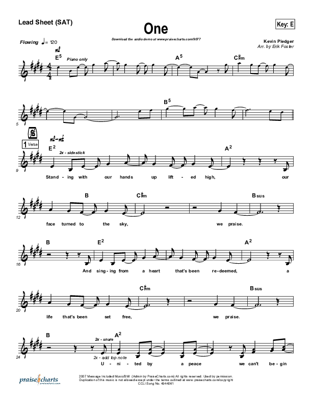 One Lead Sheet (SAT) (Kevin Pledger)