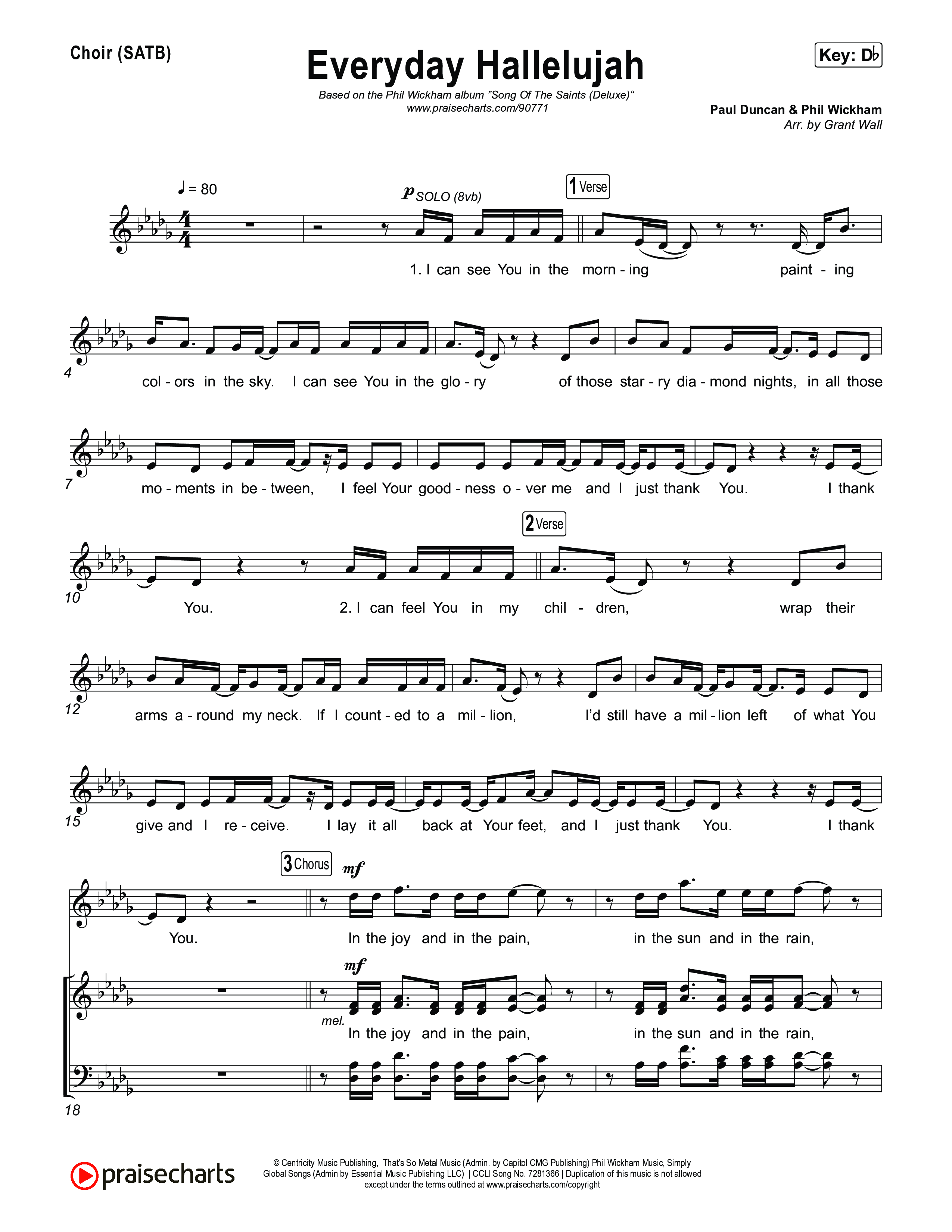 Everyday Hallelujah Choir Sheet (SATB) (Phil Wickham)