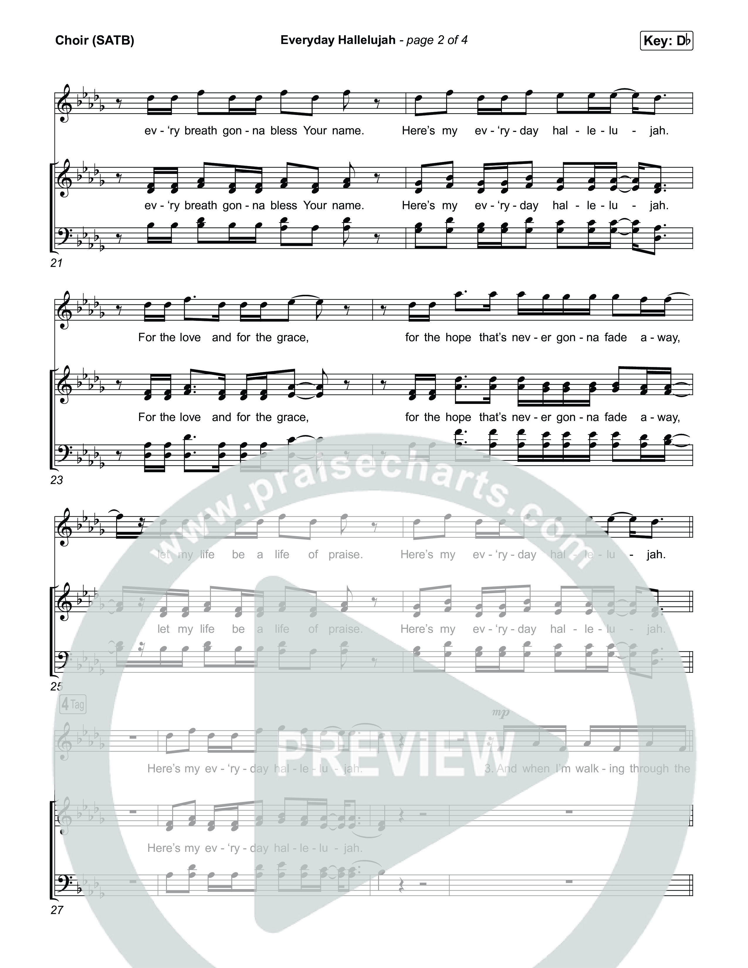 Everyday Hallelujah Choir Sheet (SATB) (Phil Wickham)