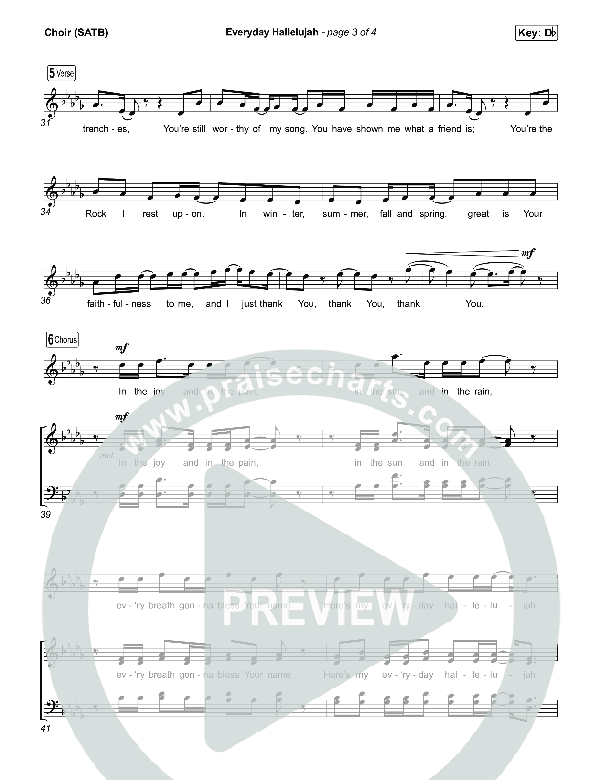 Everyday Hallelujah Choir Sheet (SATB) (Phil Wickham)
