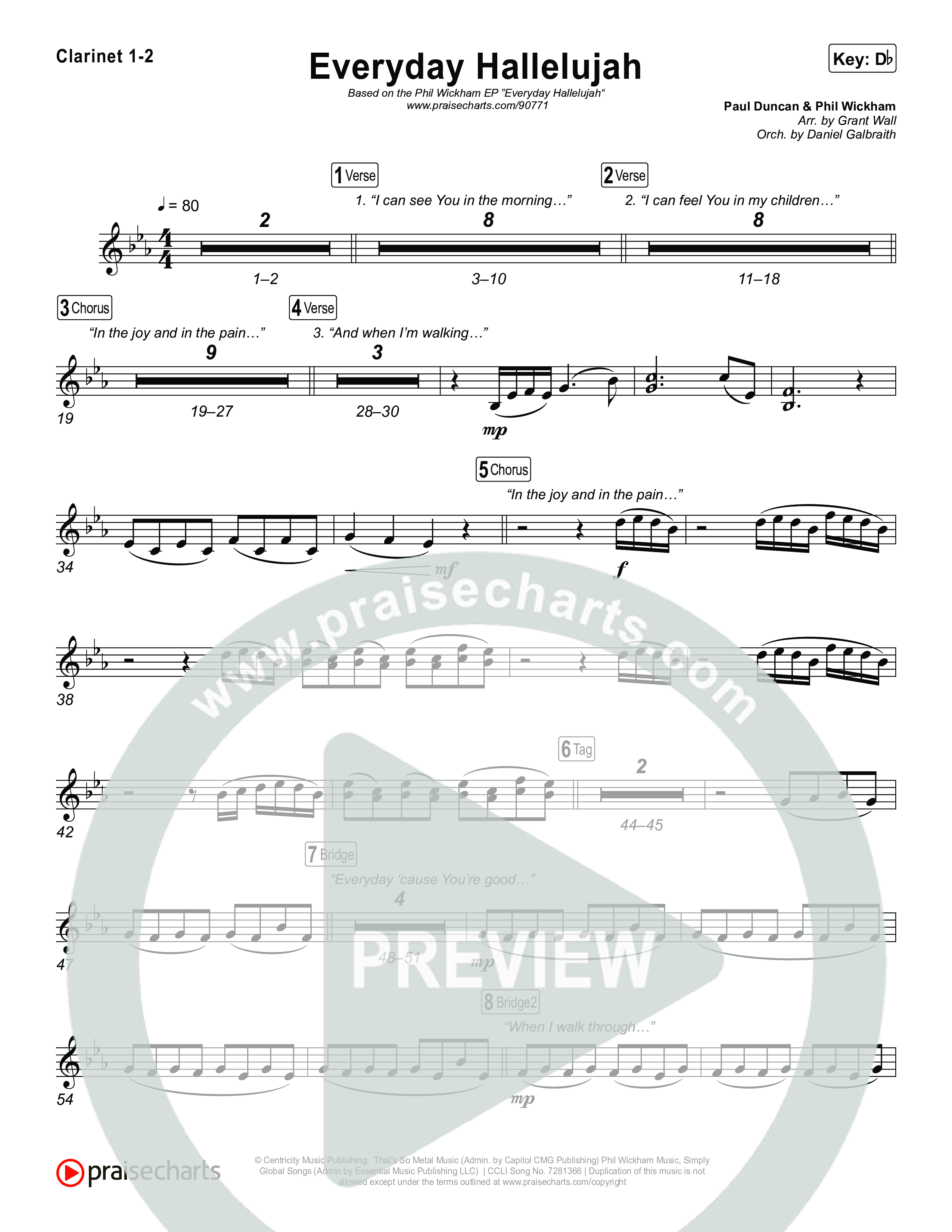 Everyday Hallelujah Clarinet 1,2 (Phil Wickham)