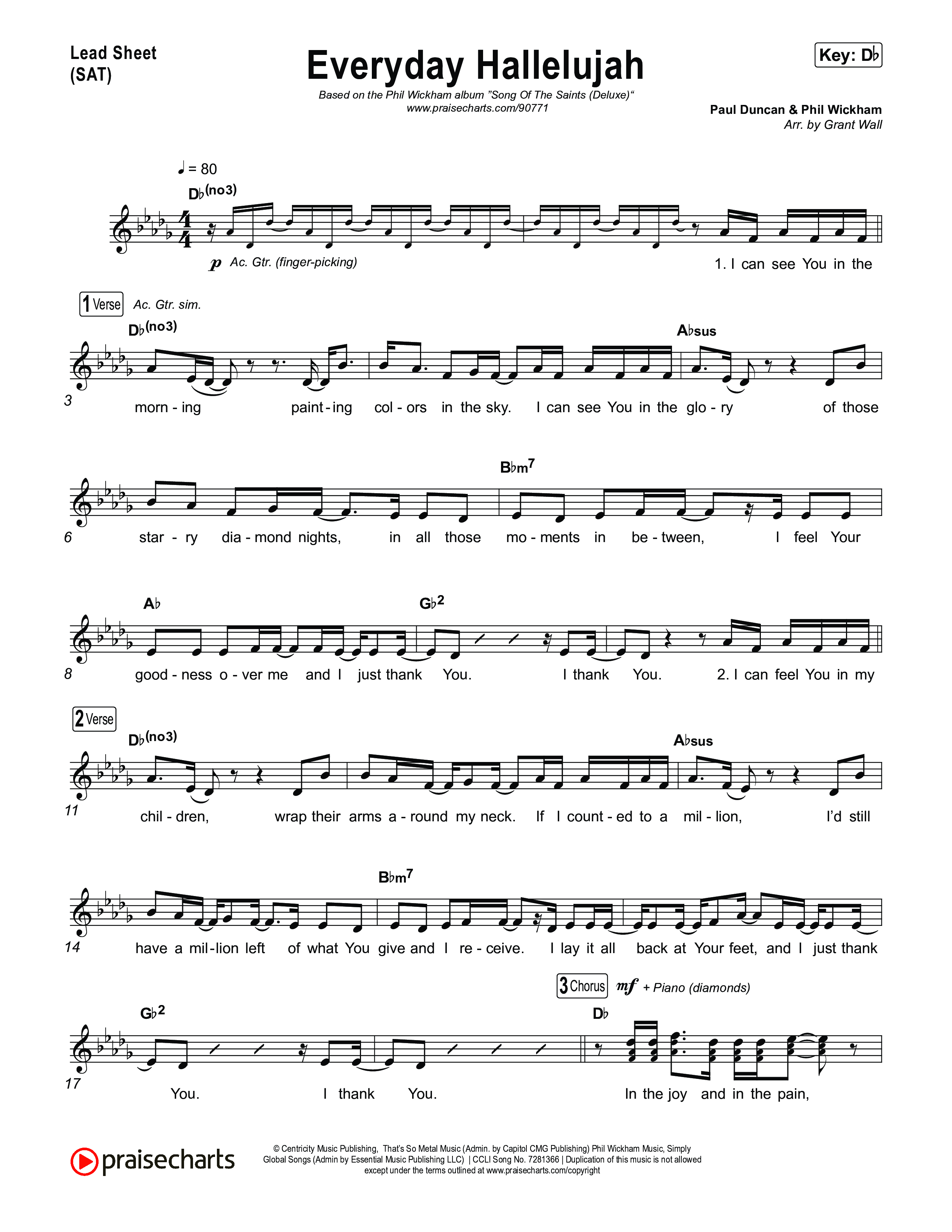 Everyday Hallelujah Lead Sheet (SAT) (Phil Wickham)