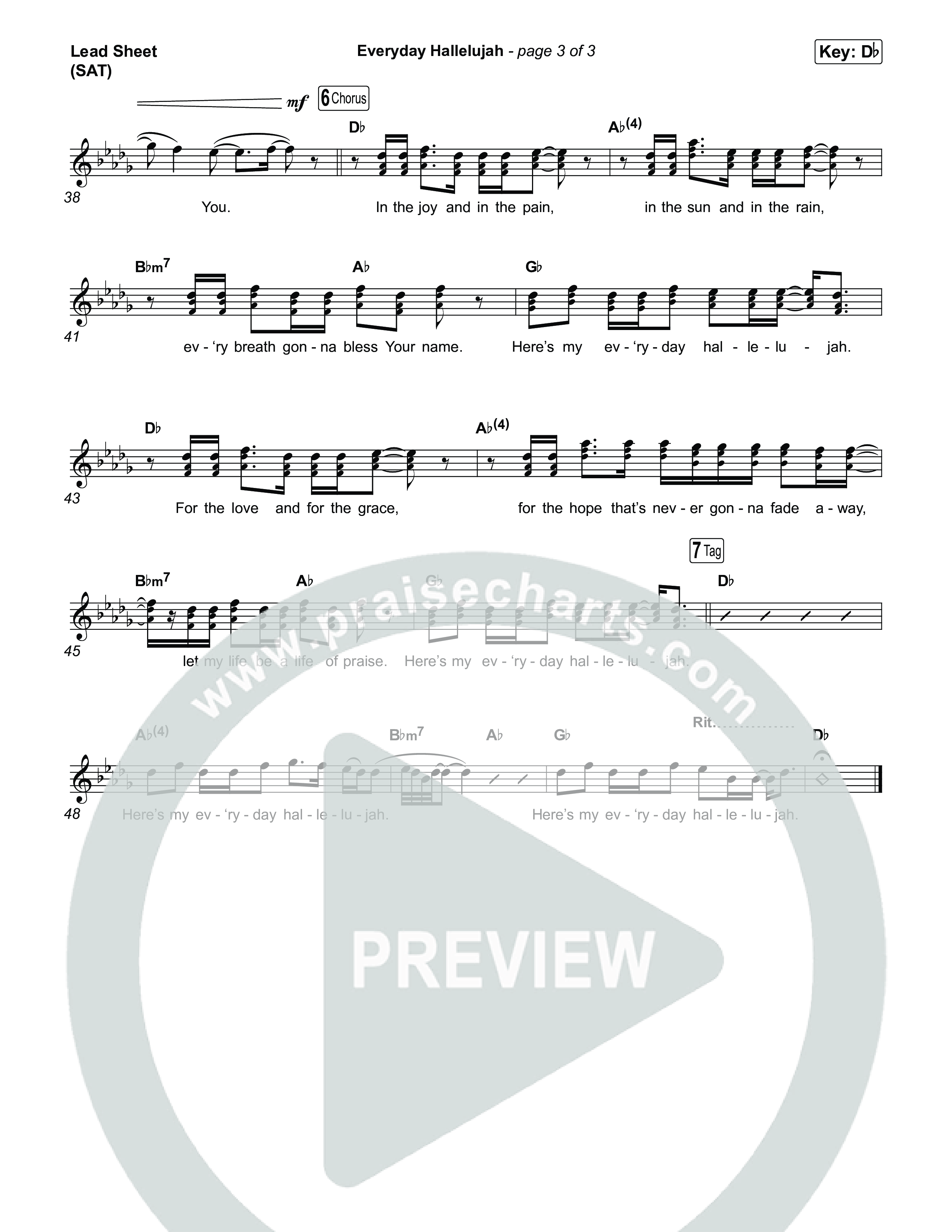 Everyday Hallelujah Lead Sheet (SAT) (Phil Wickham)