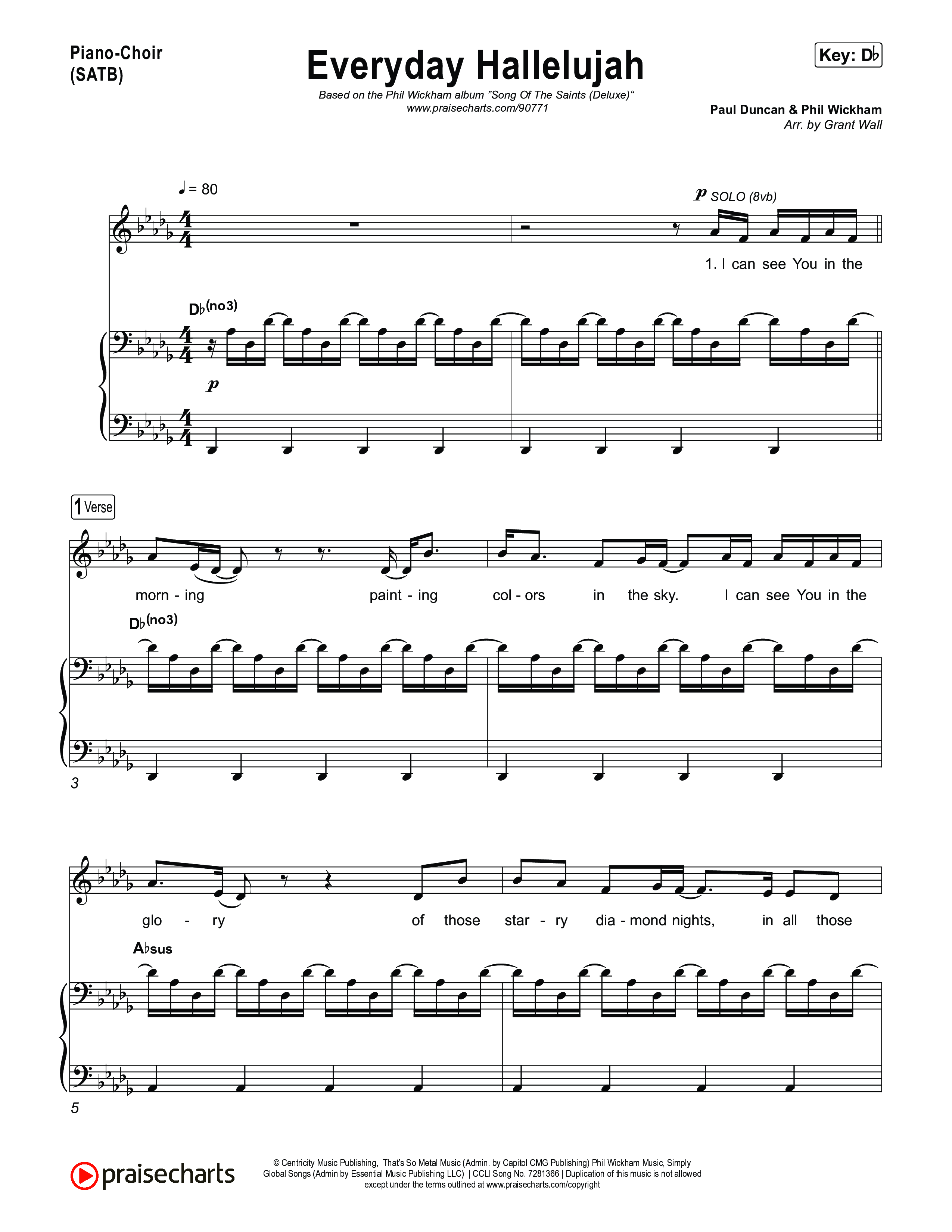 Everyday Hallelujah Piano/Vocal (SATB) (Phil Wickham)