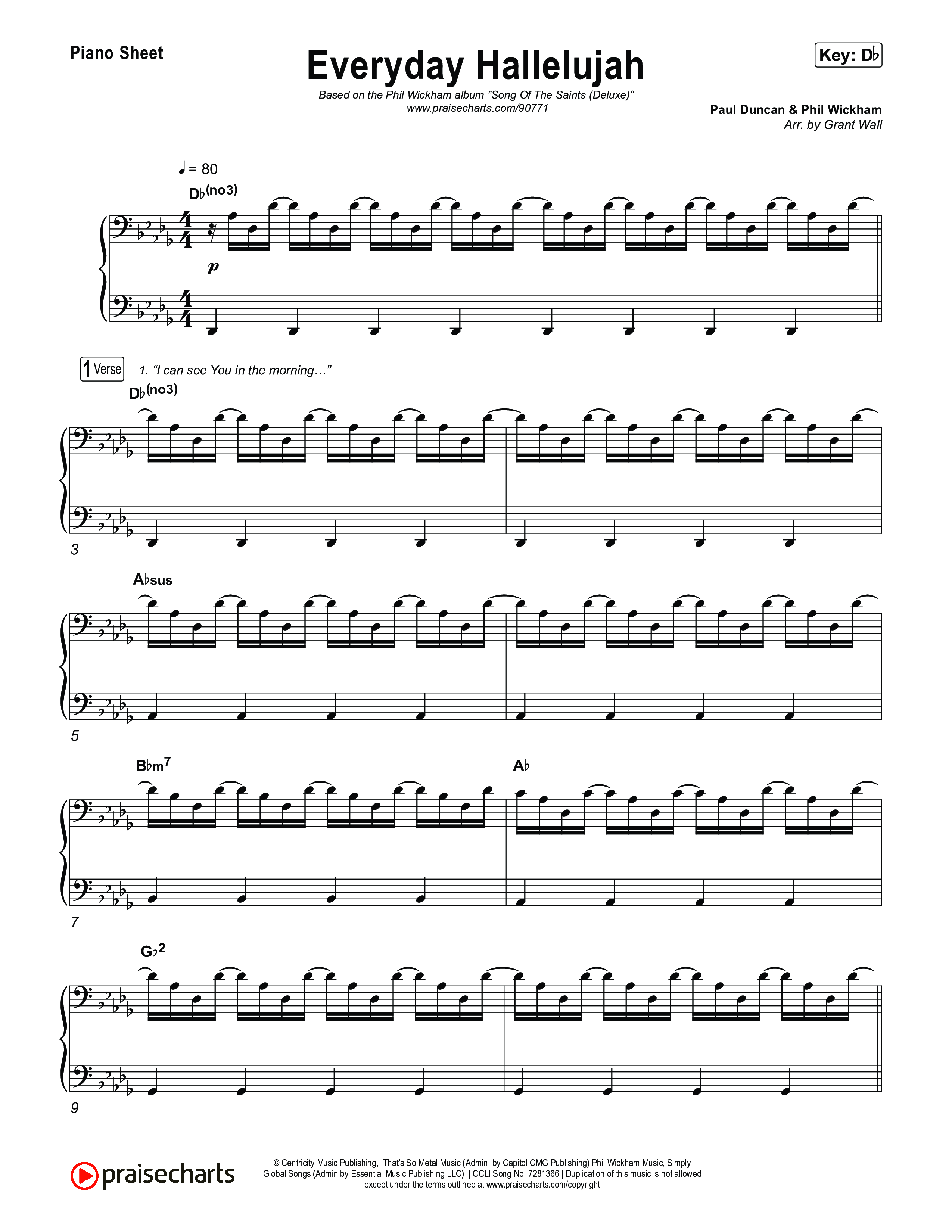 Everyday Hallelujah Piano Sheet (Phil Wickham)