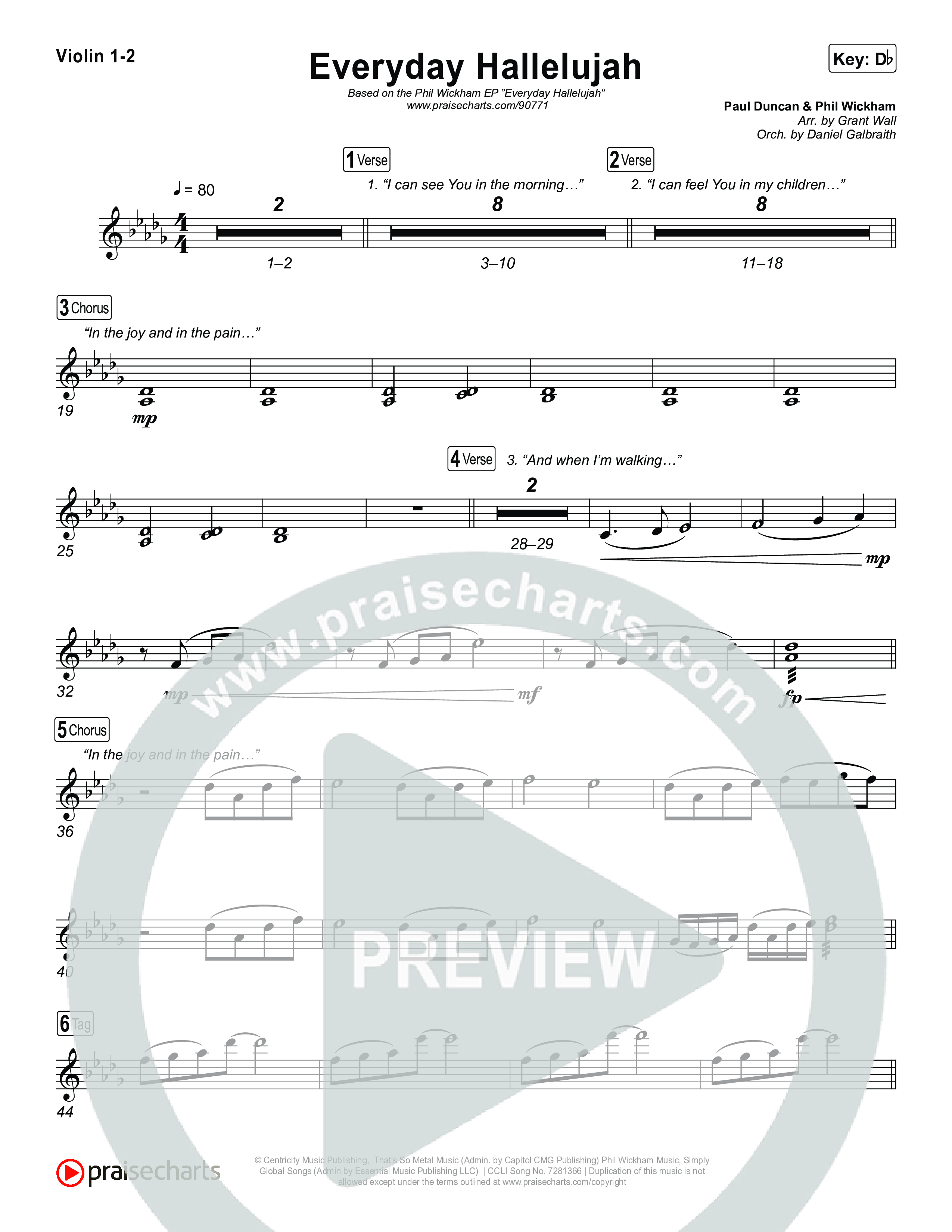 Everyday Hallelujah Violin 1,2 (Phil Wickham)