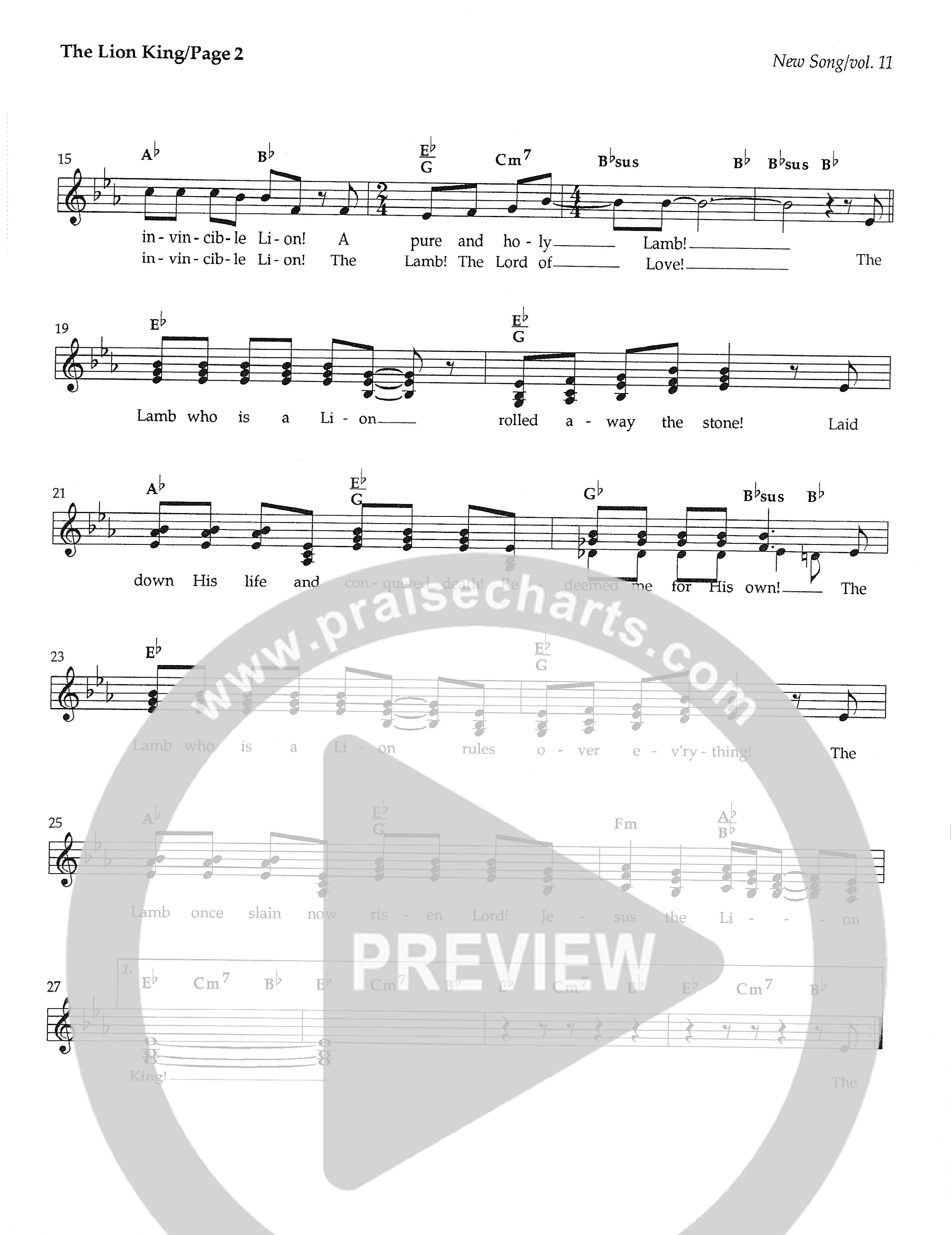 The Lion King Lead Sheet (SAT) (Dennis Jernigan)