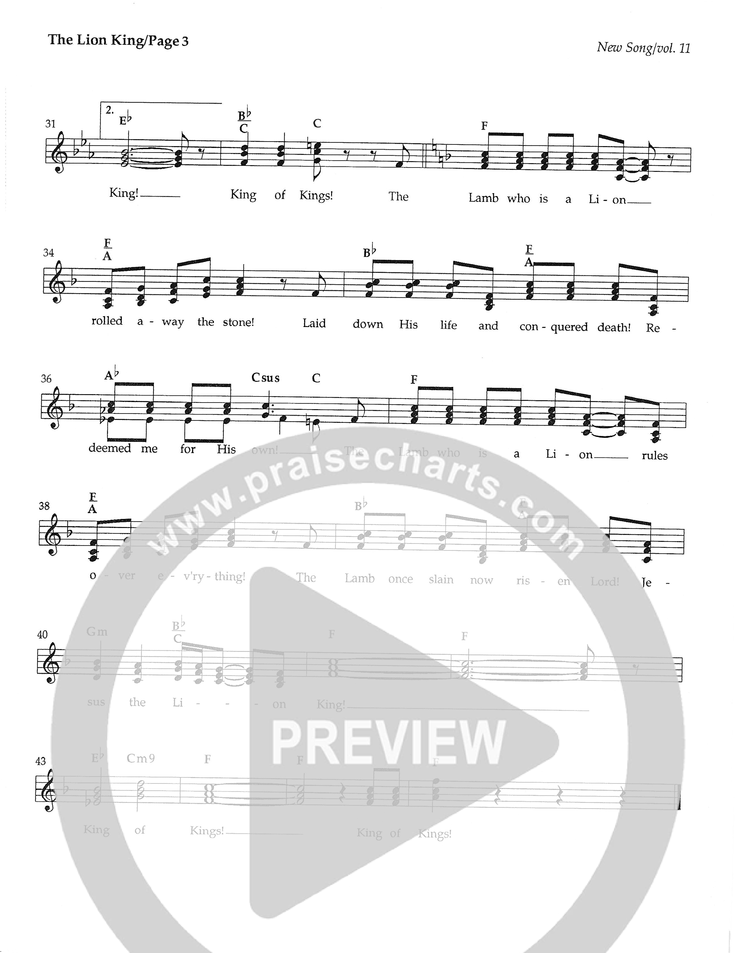 The Lion King Lead Sheet (SAT) (Dennis Jernigan)