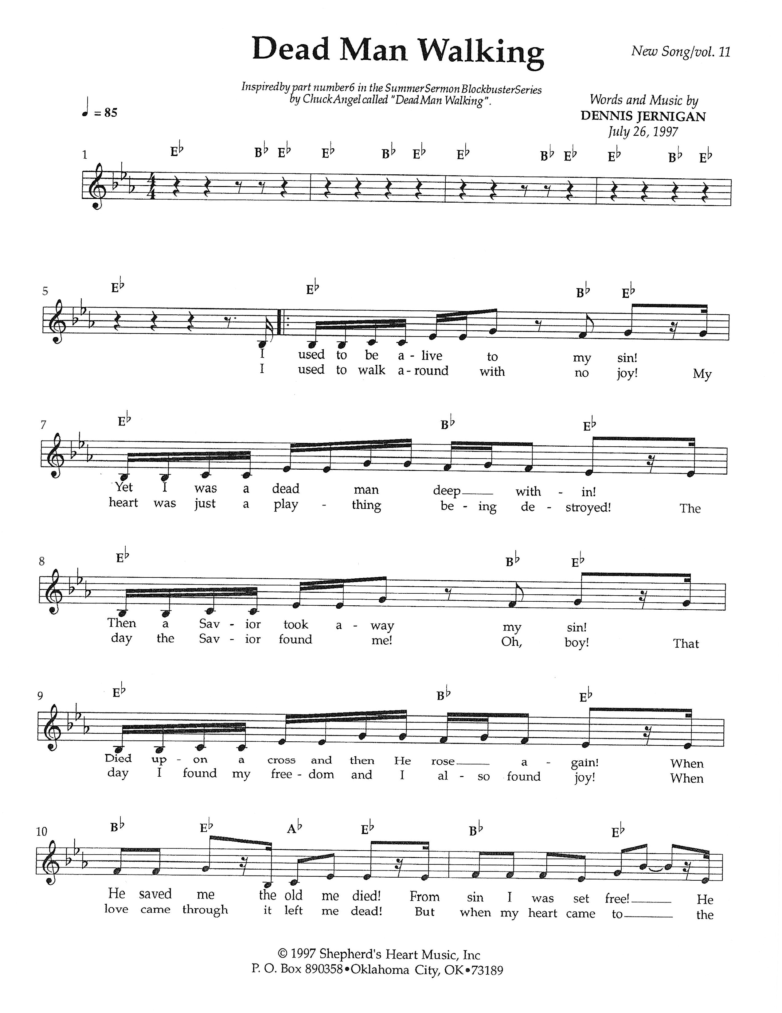 Dead Man Walking Lead Sheet (SAT) (Dennis Jernigan)