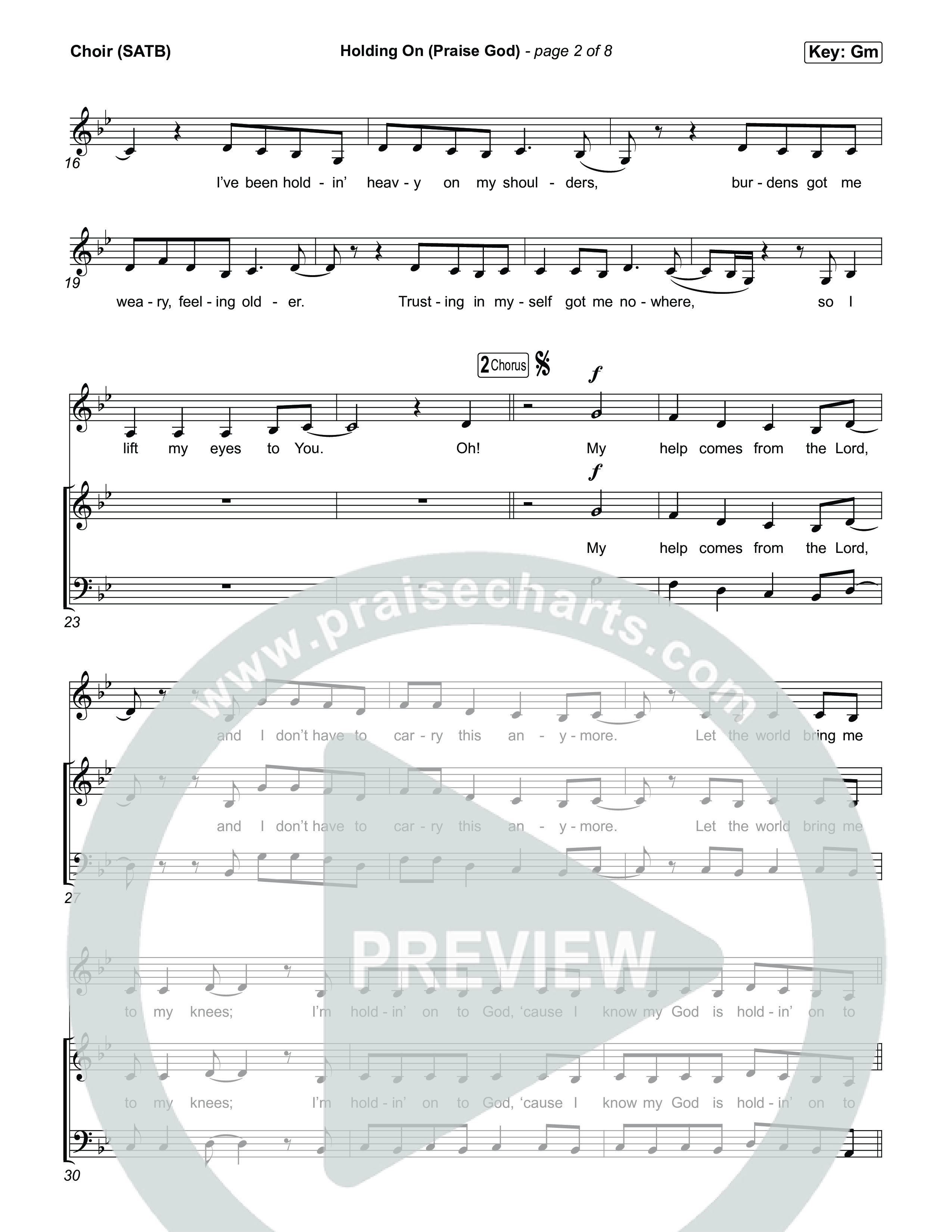 Holding On (Praise God) Choir Sheet (SATB) (Jon Reddick)