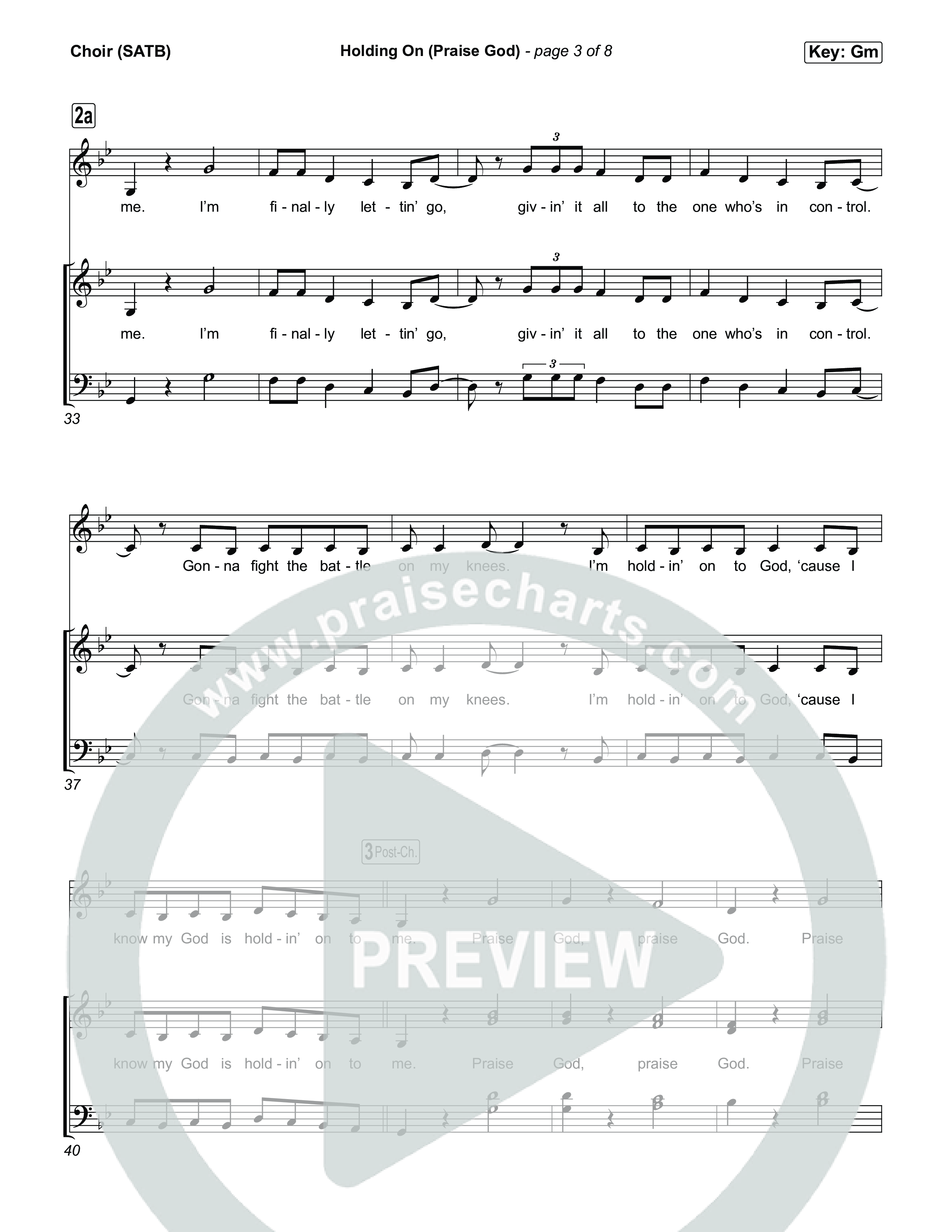 Holding On (Praise God) Choir Sheet (SATB) (Jon Reddick)