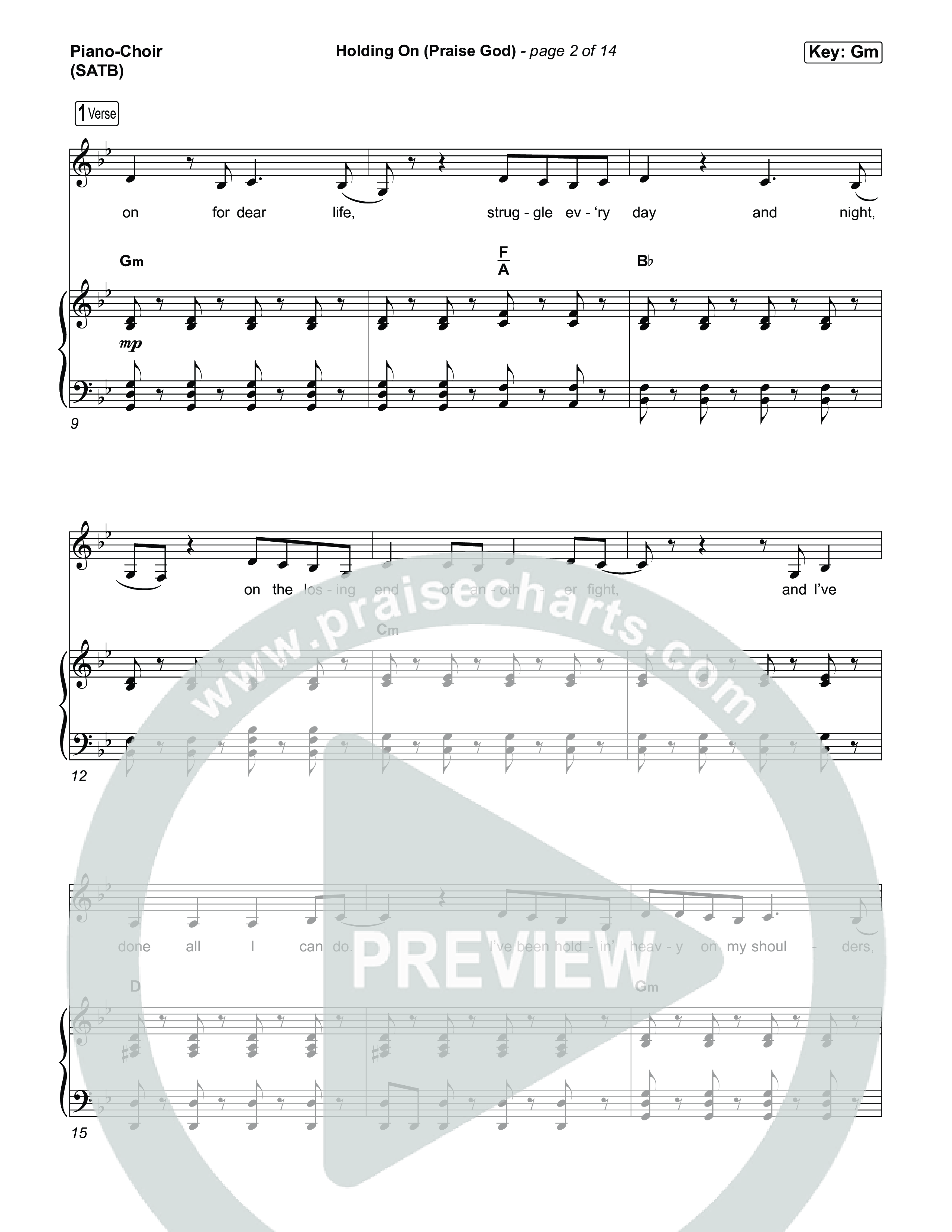 Holding On (Praise God) Piano/Vocal Pack (Jon Reddick)