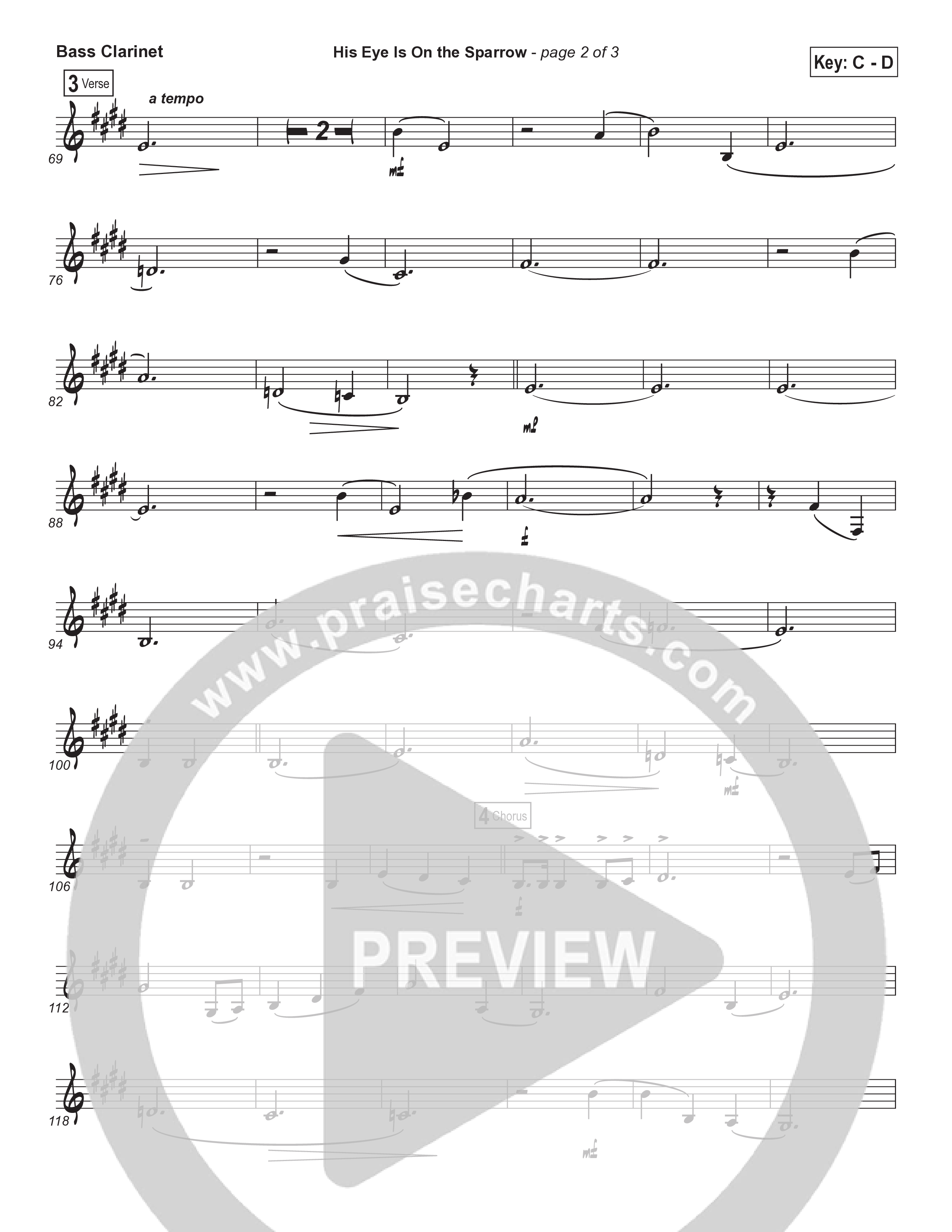 His Eye Is On The Sparrow (Choral Anthem SATB) Bass Clarinet (Brad Henderson)