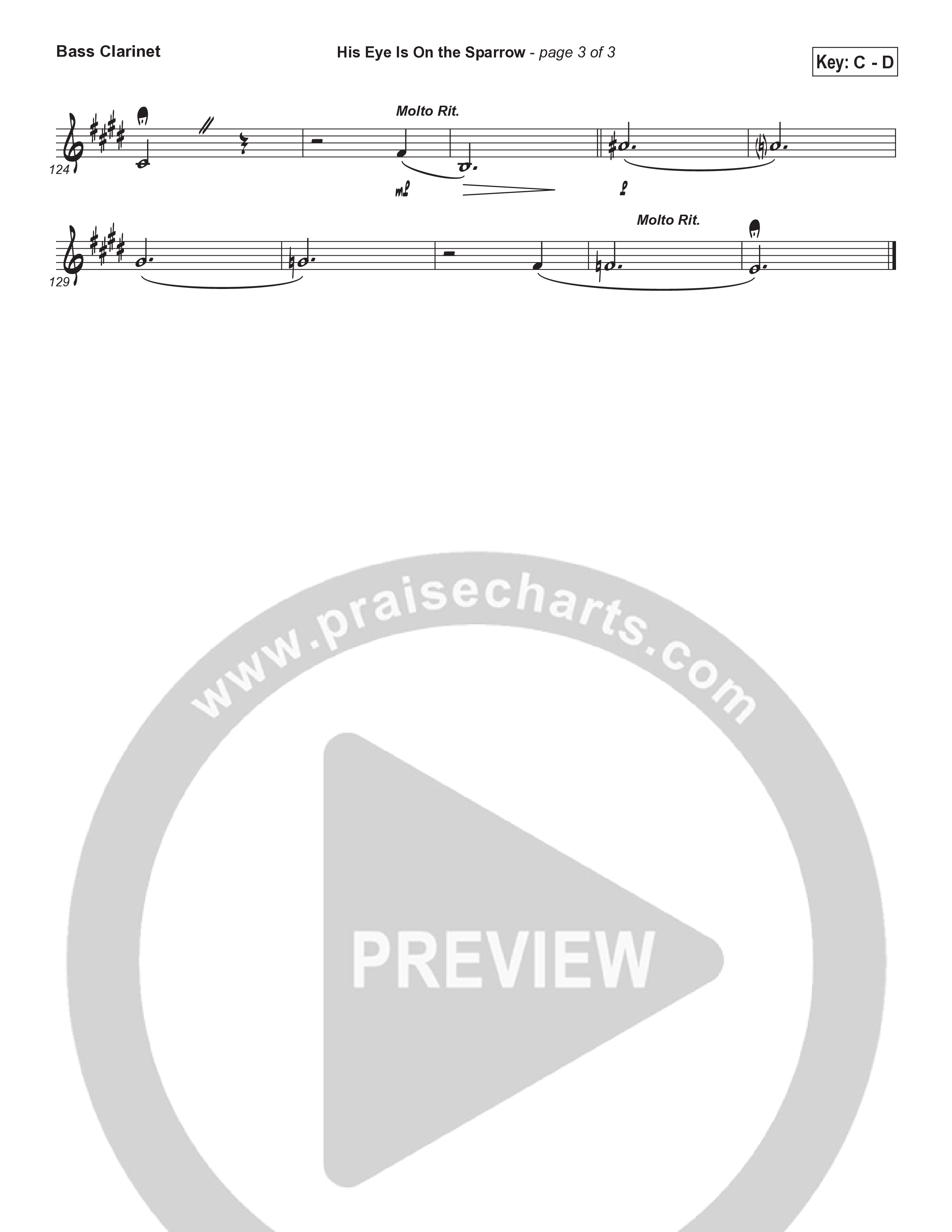 His Eye Is On The Sparrow (Choral Anthem SATB) Bass Clarinet (Brad Henderson)