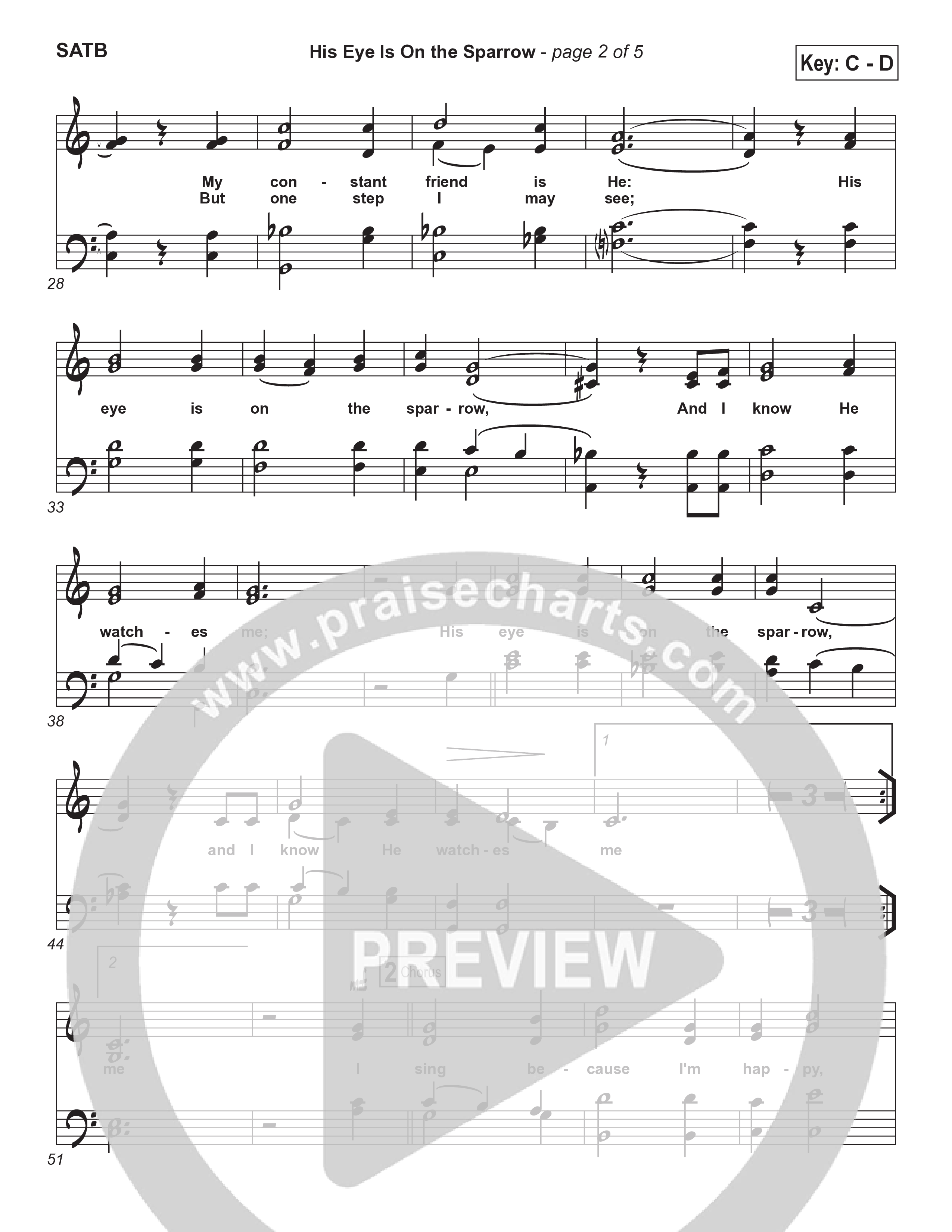 His Eye Is On The Sparrow (Choral Anthem SATB) Choir Sheet (SATB) (Brad Henderson)