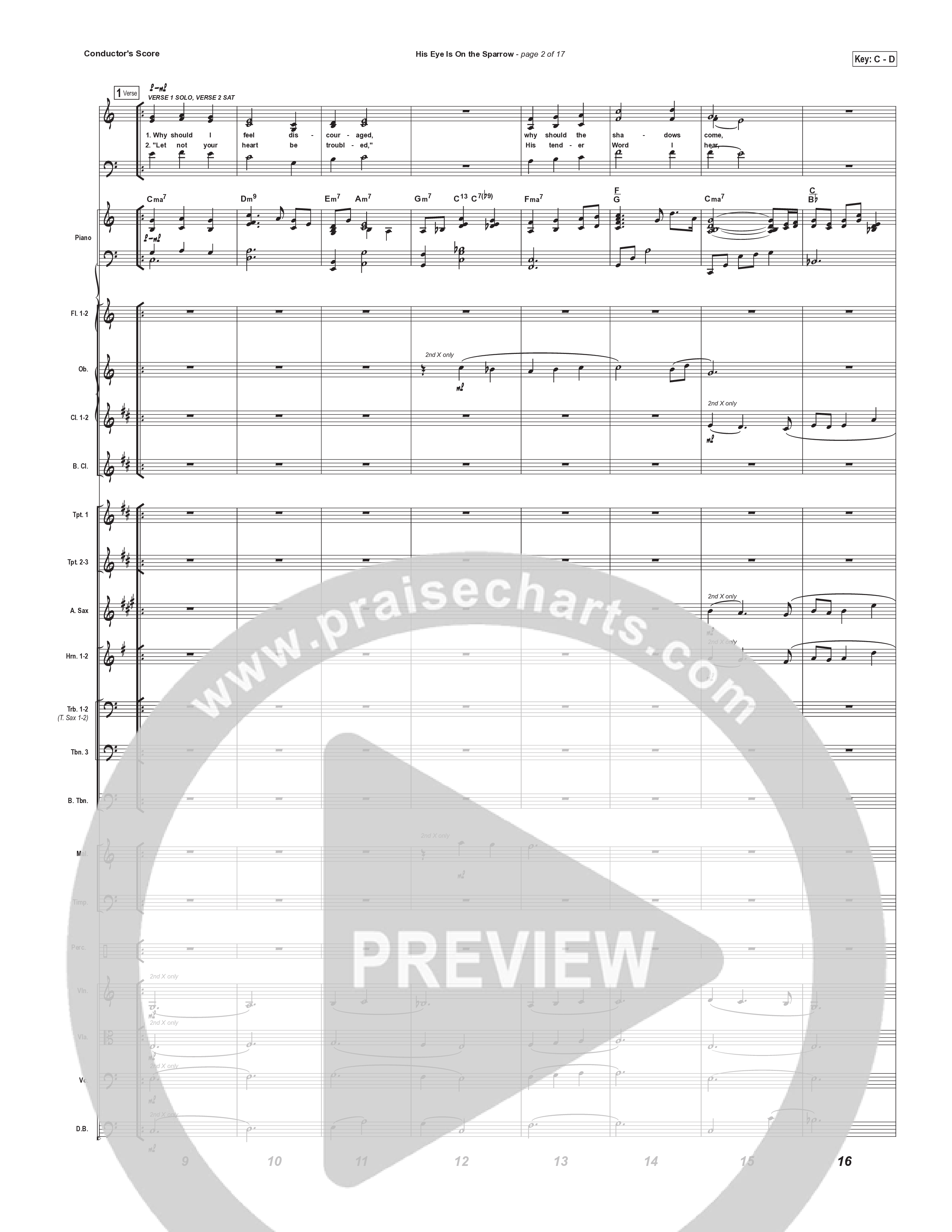 His Eye Is On The Sparrow (Choral Anthem SATB) Conductor's Score (Brad Henderson)
