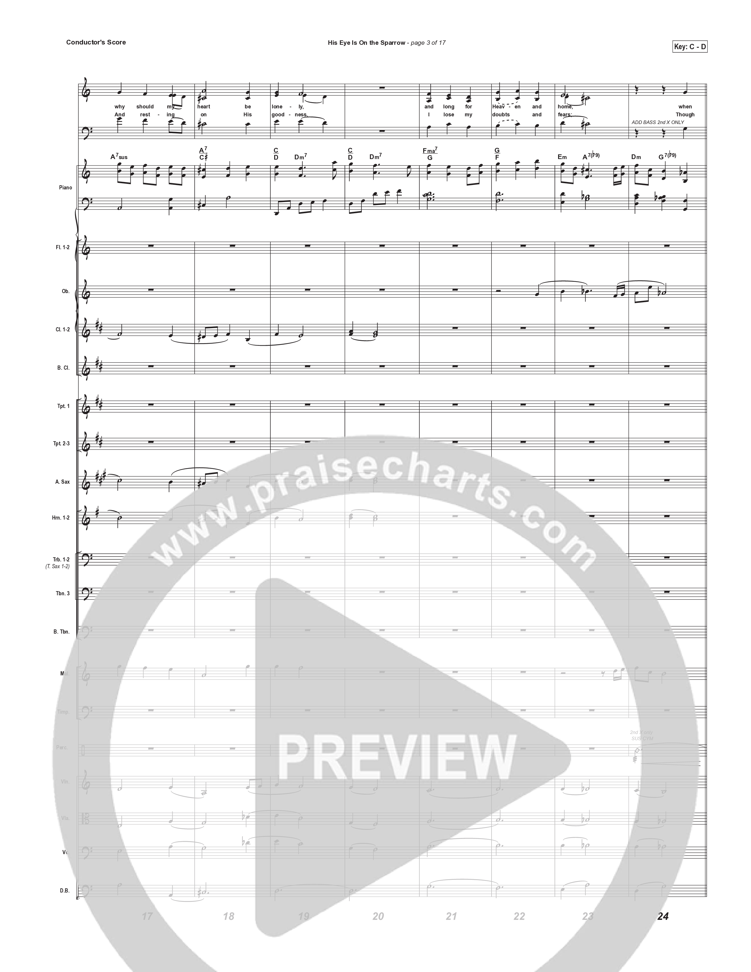 His Eye Is On The Sparrow (Choral Anthem SATB) Conductor's Score (Brad Henderson)