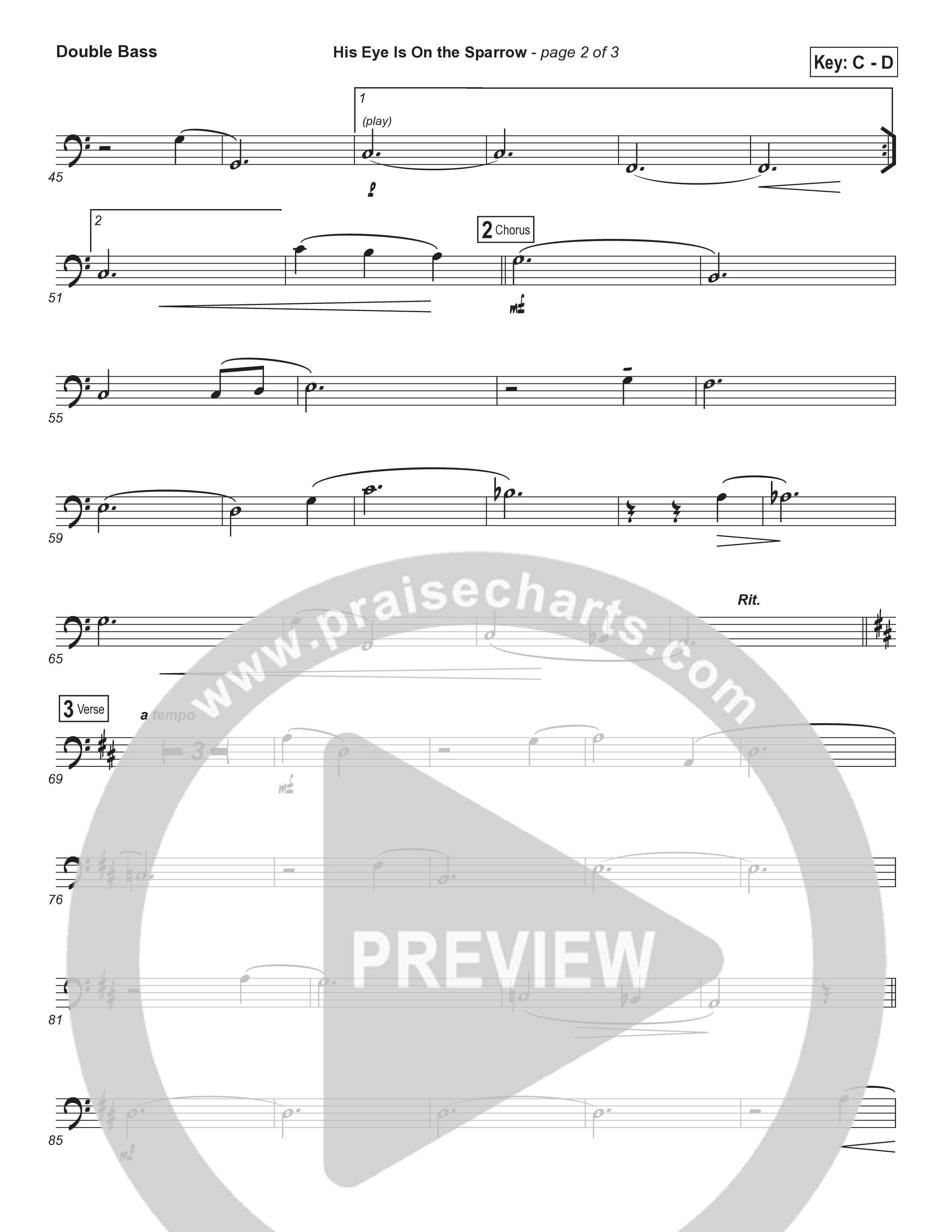 His Eye Is On The Sparrow (Choral Anthem SATB) Double Bass (Brad Henderson)