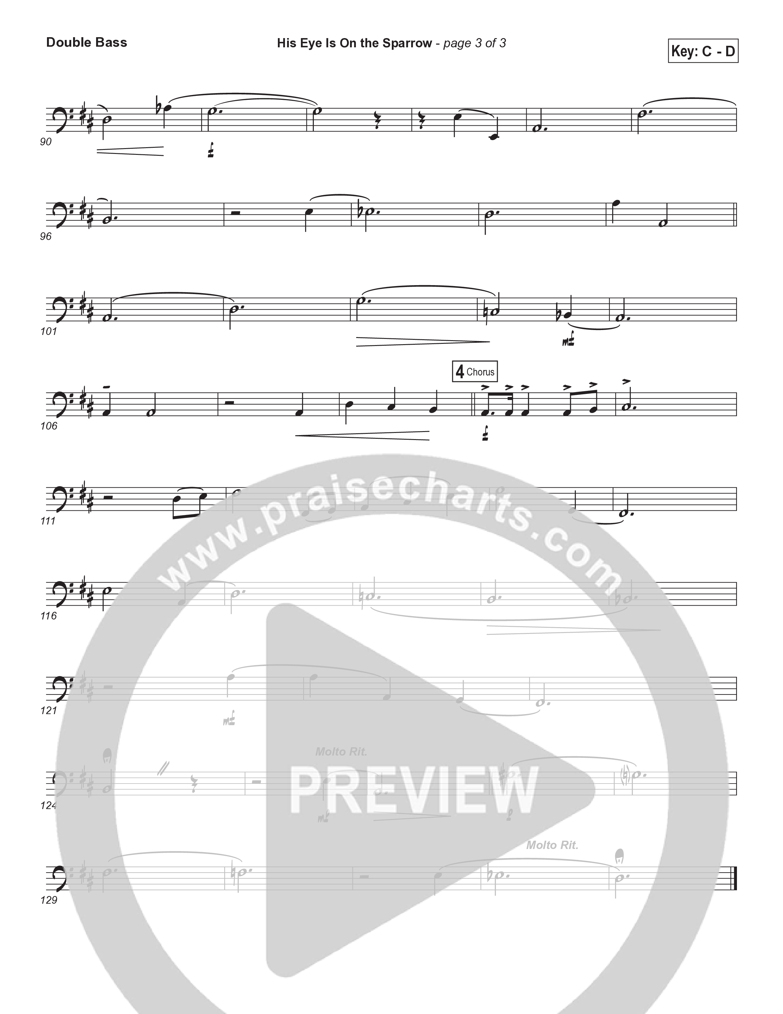 His Eye Is On The Sparrow (Choral Anthem SATB) Double Bass (Brad Henderson)