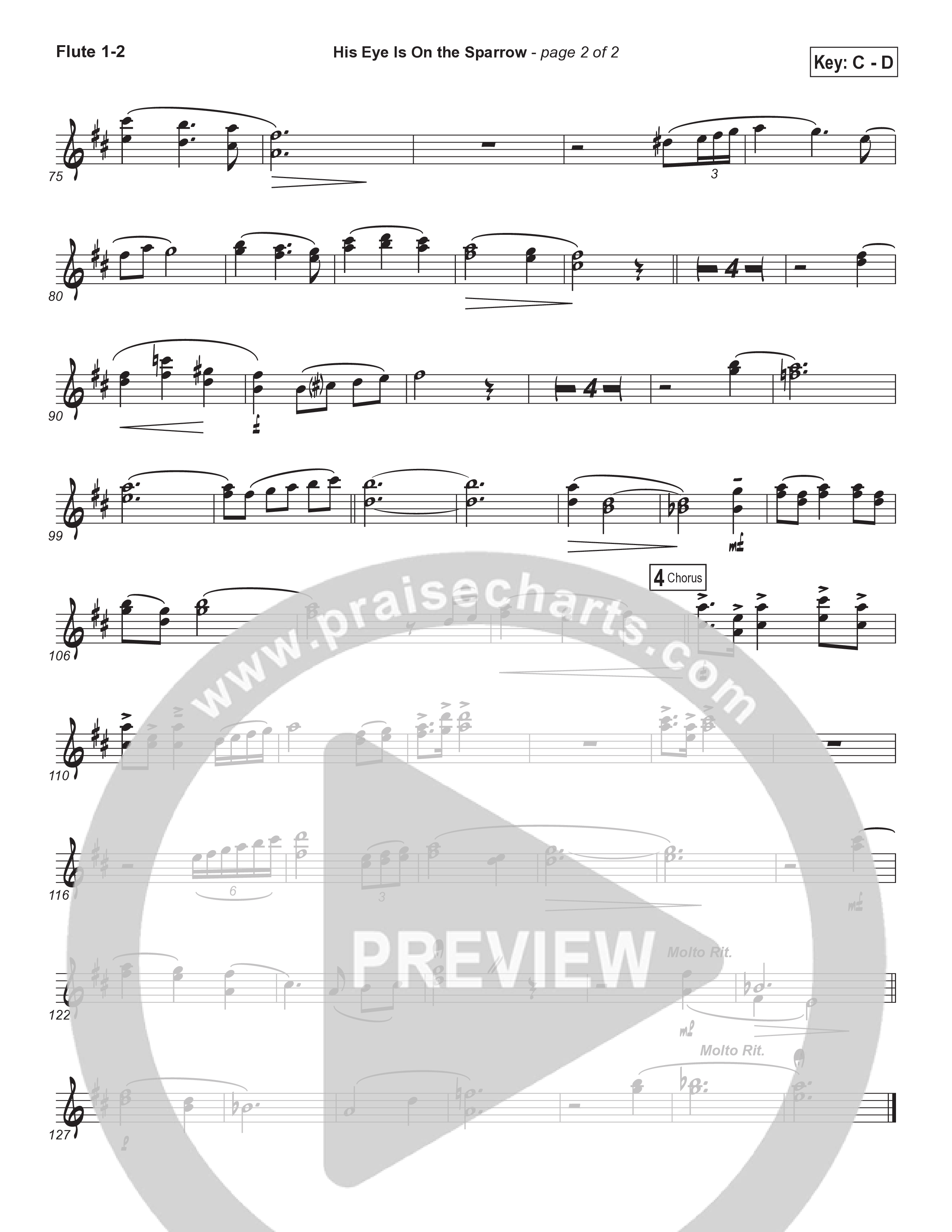 His Eye Is On The Sparrow (Choral Anthem SATB) Flute (Brad Henderson)