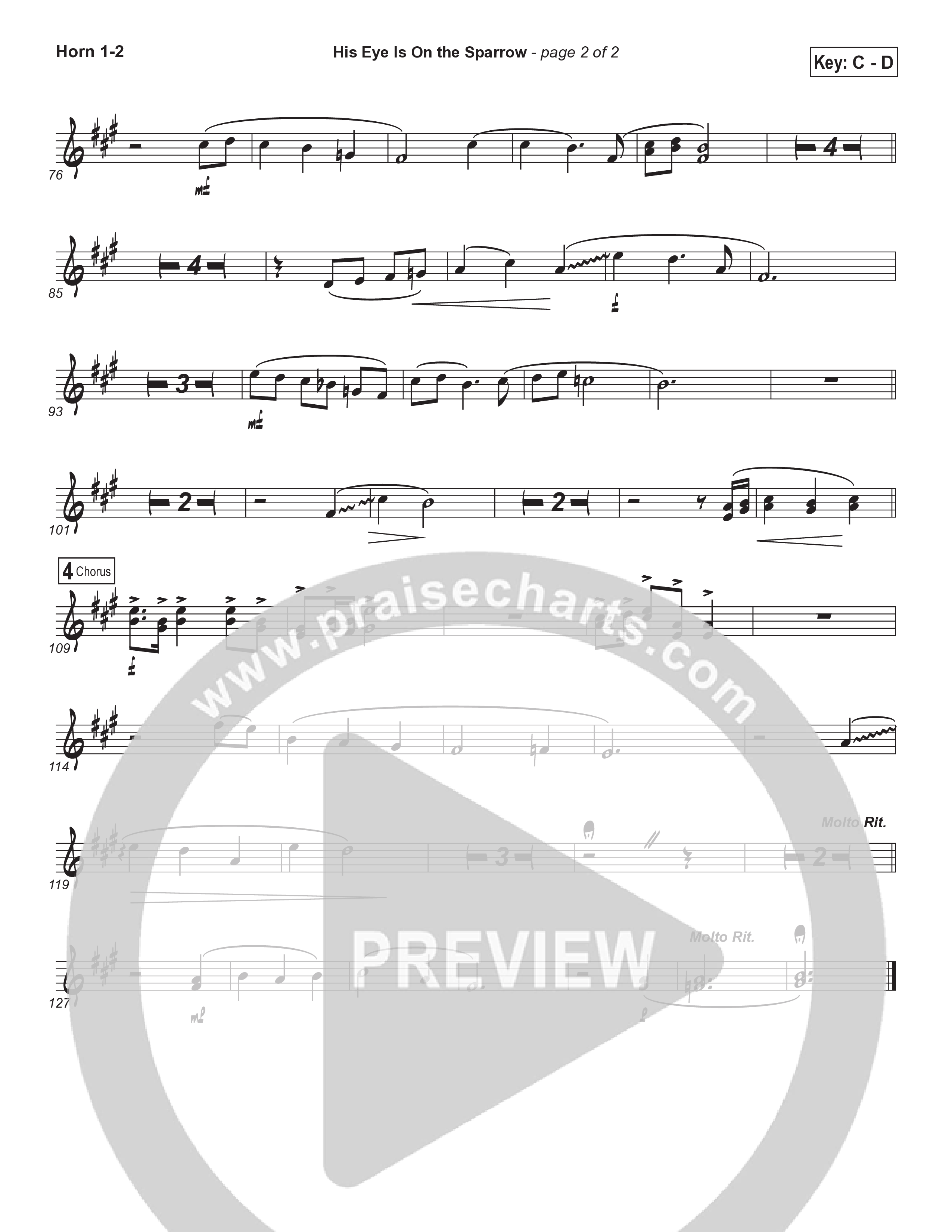His Eye Is On The Sparrow (Choral Anthem SATB) French Horn 1/2 (Brad Henderson)