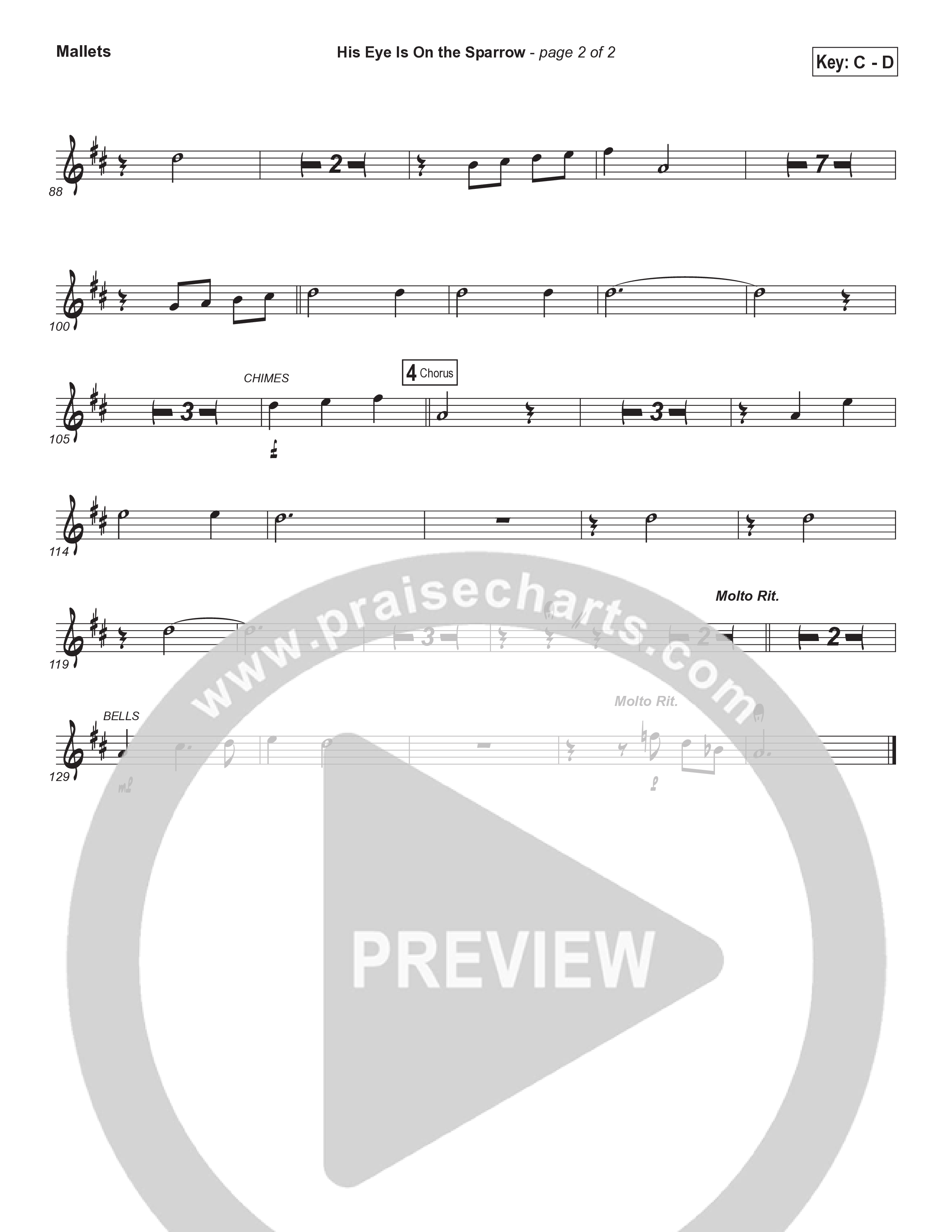 His Eye Is On The Sparrow (Choral Anthem SATB) Mallets (Brad Henderson)