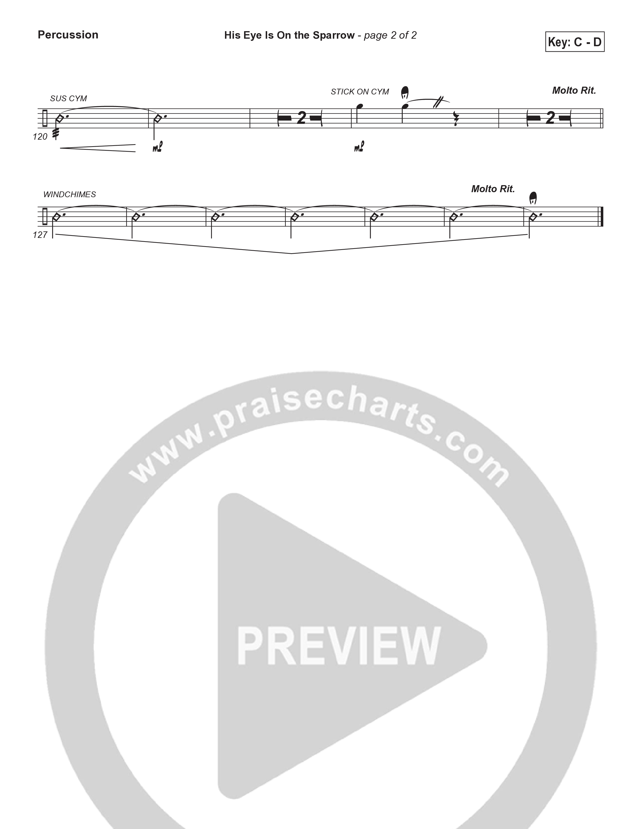His Eye Is On The Sparrow (Choral Anthem SATB) Percussion (Brad Henderson)