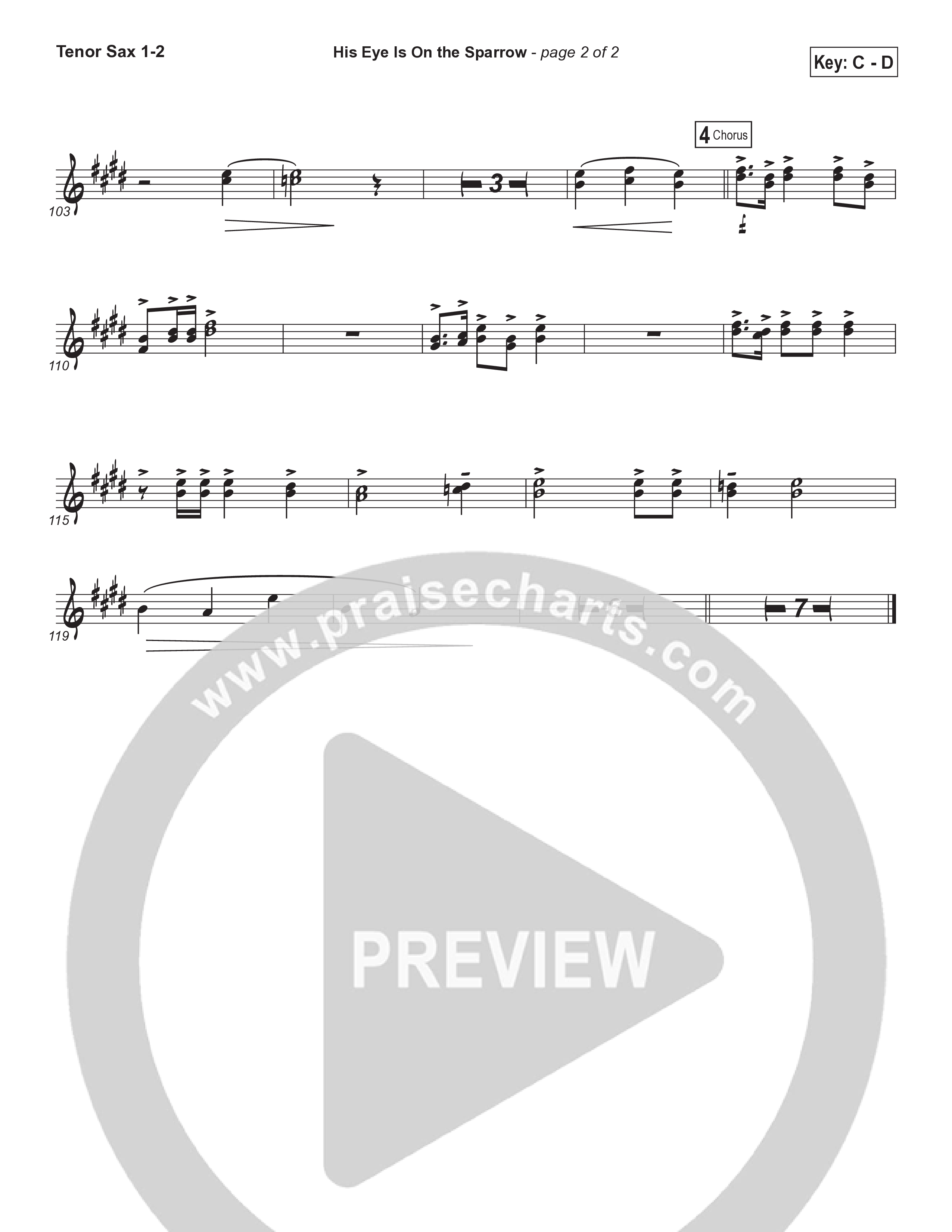 His Eye Is On The Sparrow (Choral Anthem SATB) Tenor Sax/Baritone T.C. (Brad Henderson)