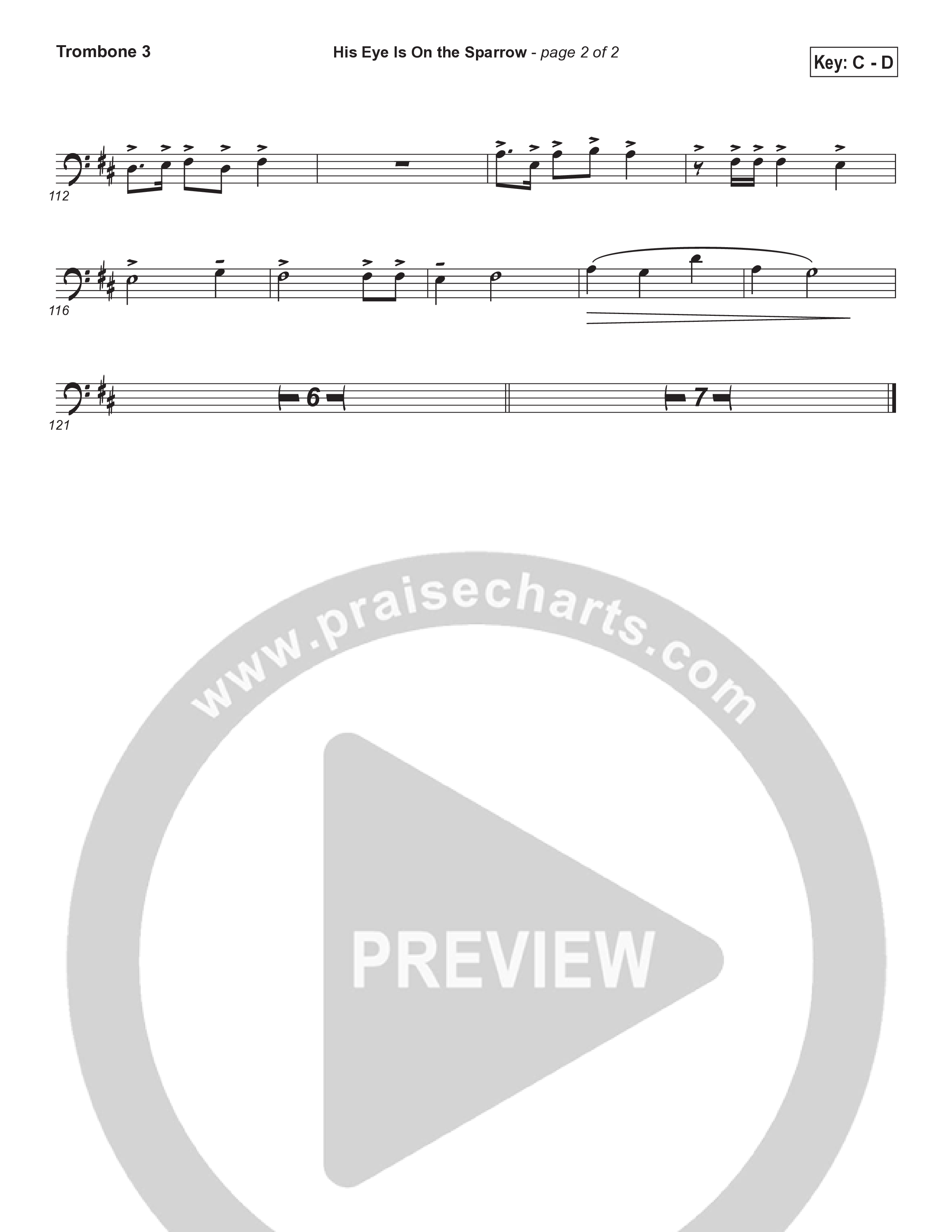 His Eye Is On The Sparrow (Choral Anthem SATB) Trombone 3 (Brad Henderson)