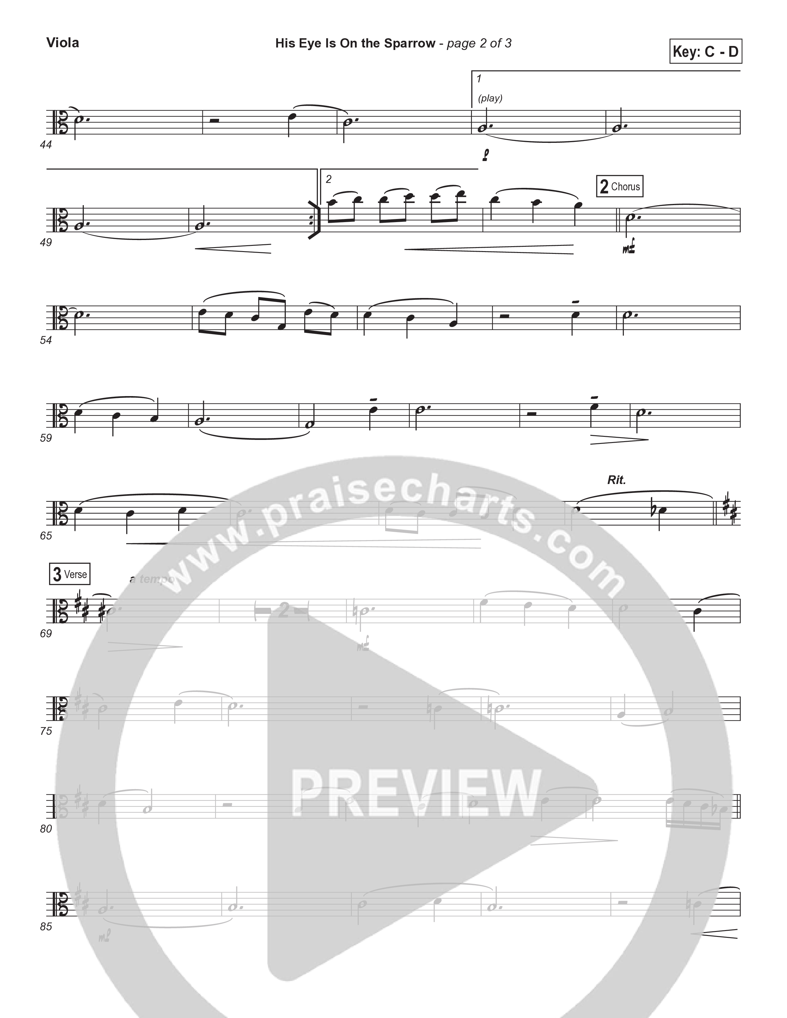 His Eye Is On The Sparrow (Choral Anthem SATB) Viola (Brad Henderson)