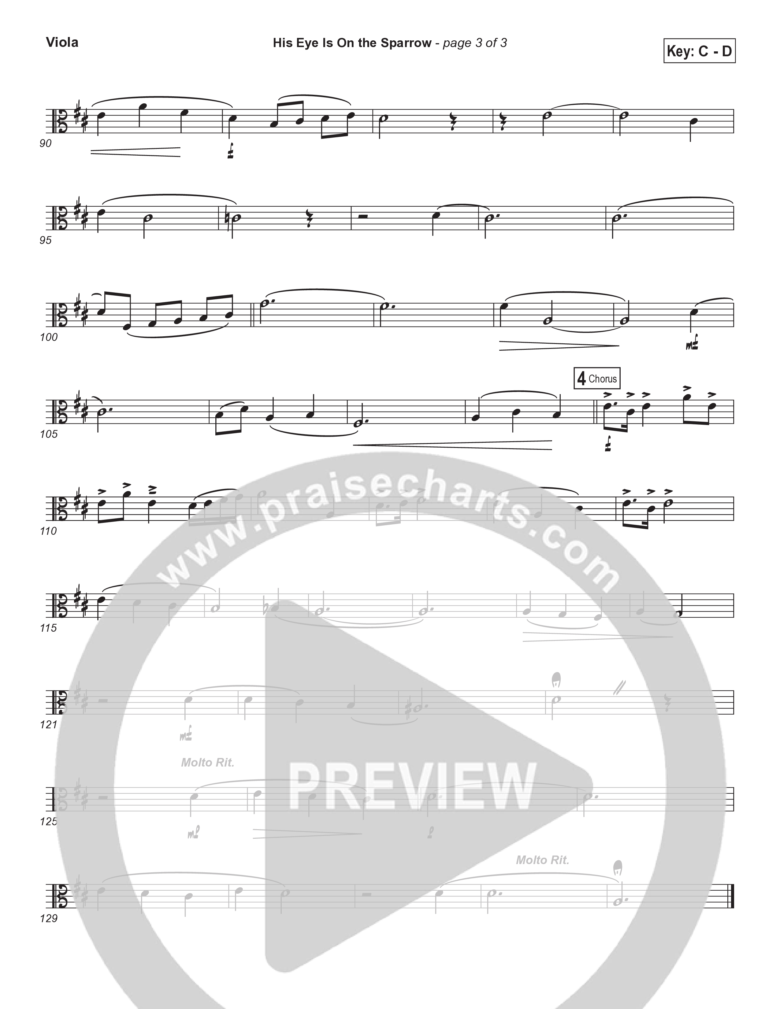 His Eye Is On The Sparrow (Choral Anthem SATB) Viola (Brad Henderson)