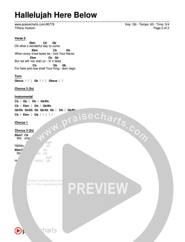 Hallelujah Here Below Chords & Lyrics (Tiffany Hudson)