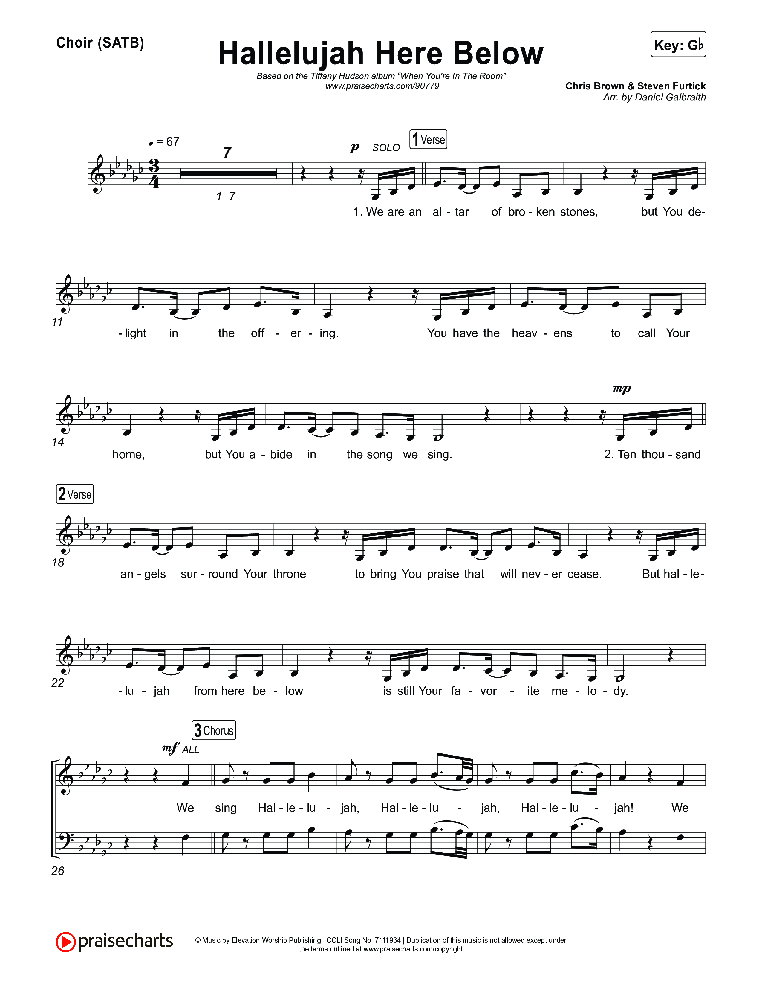 Hallelujah Here Below Choir Sheet (SATB) (Tiffany Hudson)