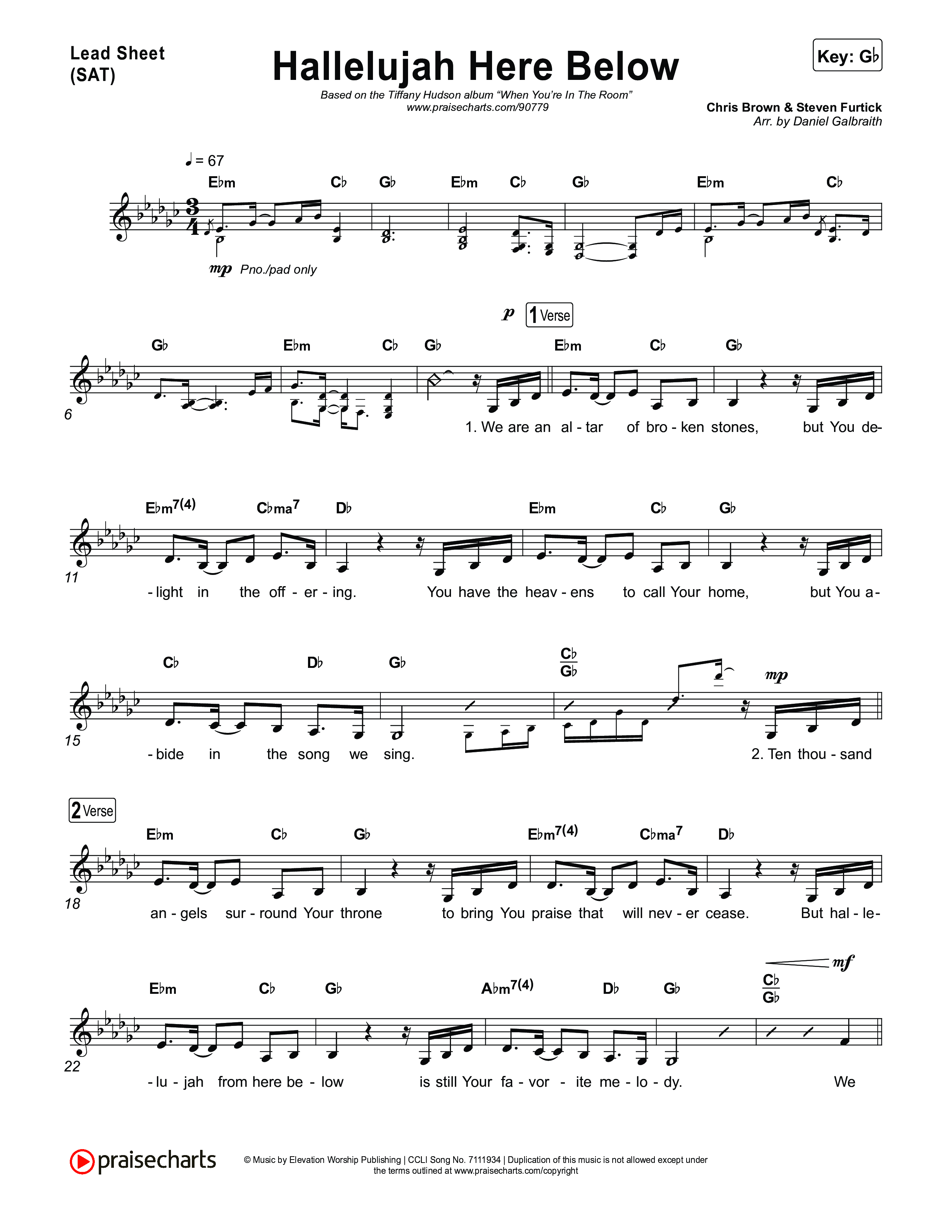 Hallelujah Here Below Lead Sheet (SAT) (Tiffany Hudson)