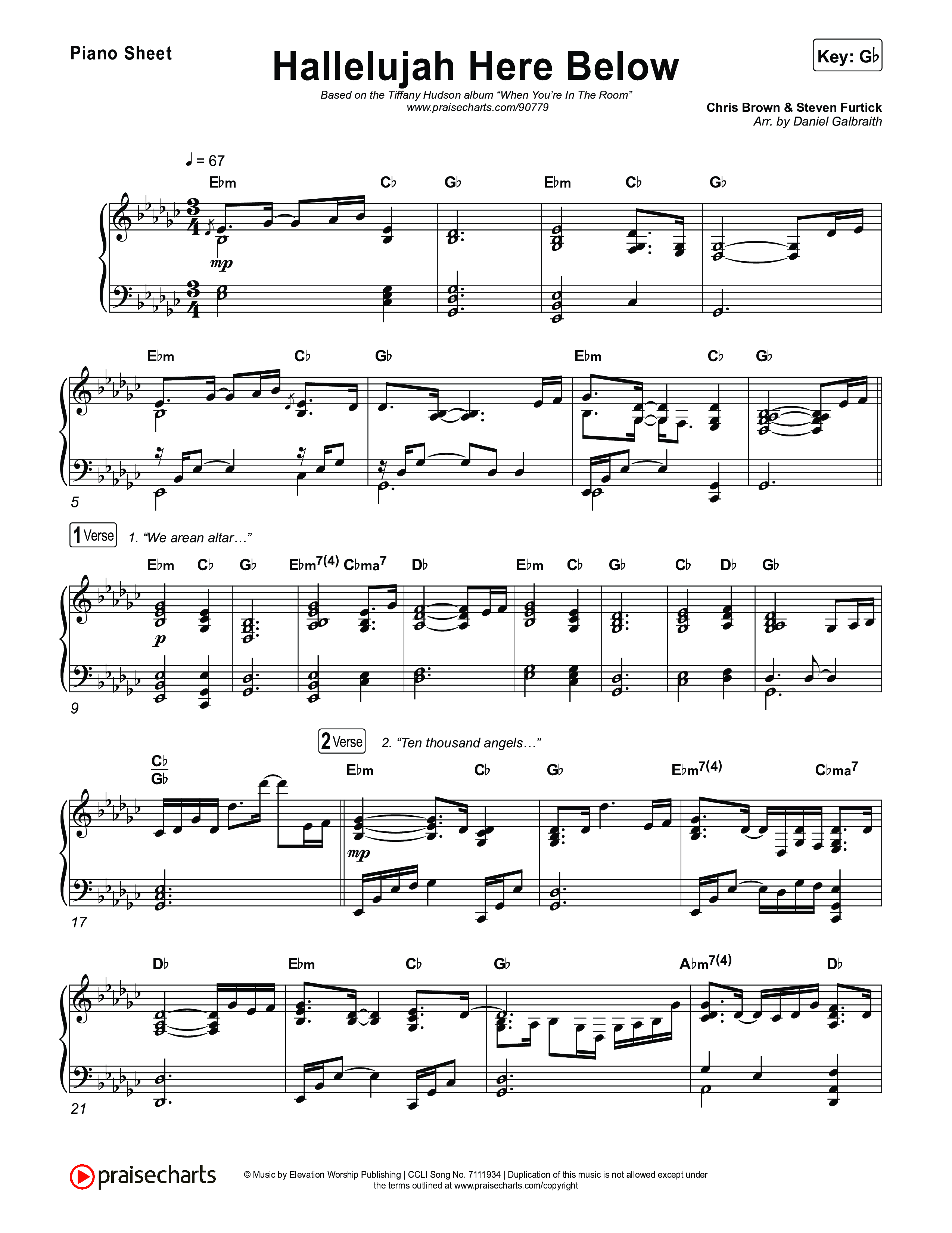 Hallelujah Here Below Piano Sheet (Tiffany Hudson)