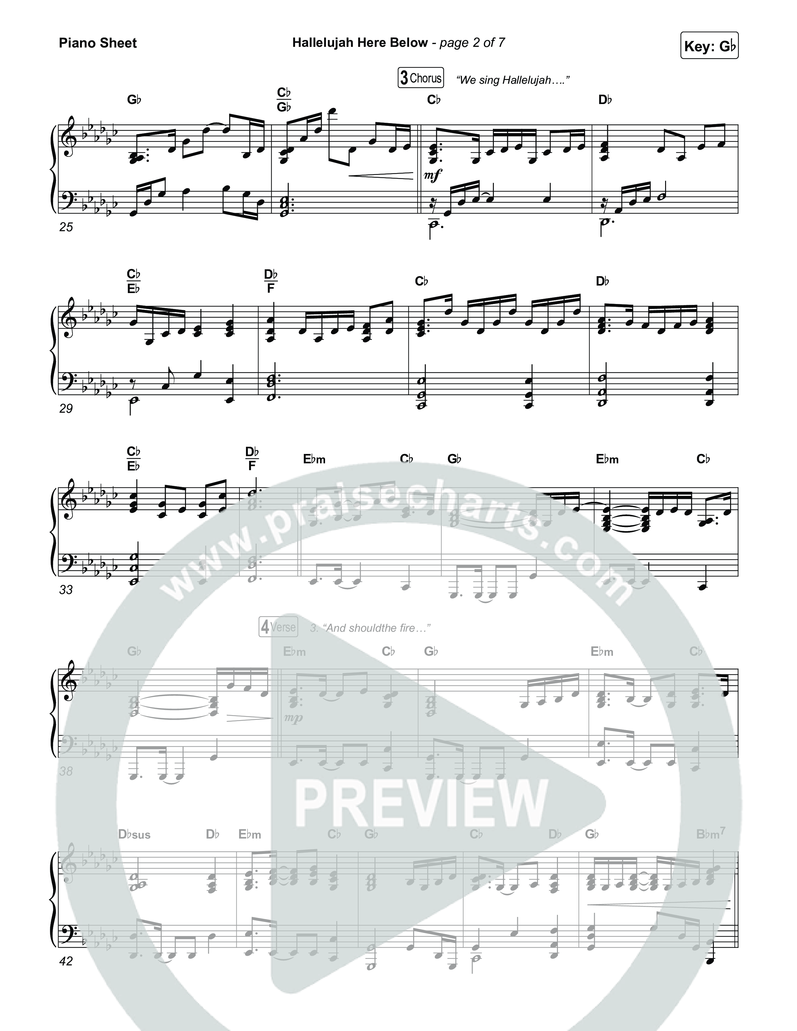 Hallelujah Here Below Piano Sheet (Tiffany Hudson)