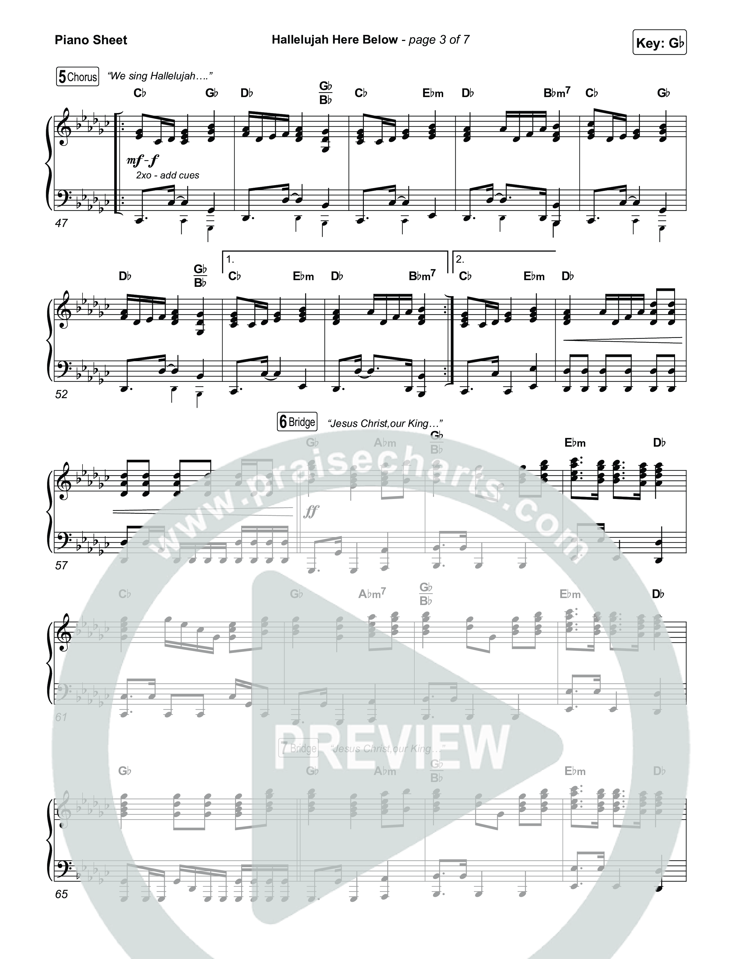 Hallelujah Here Below Piano Sheet (Tiffany Hudson)