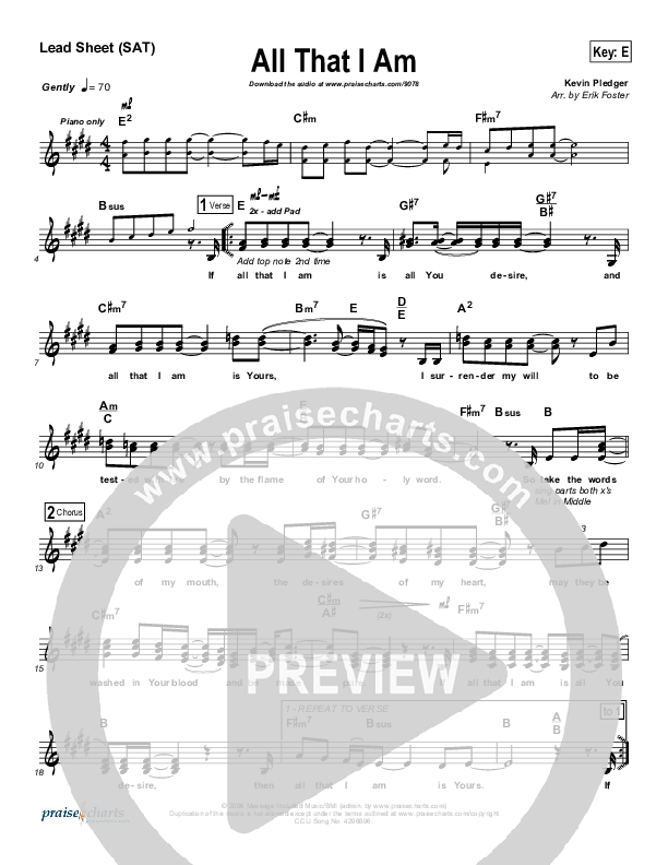 All That I Am Lead Sheet (Kevin Pledger)