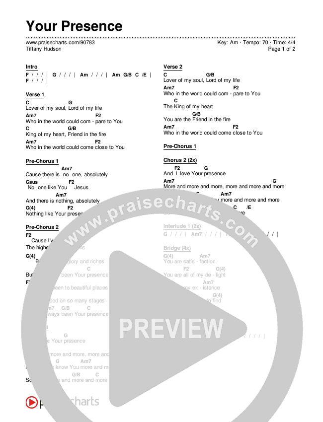 Your Presence Chords & Lyrics (Tiffany Hudson)