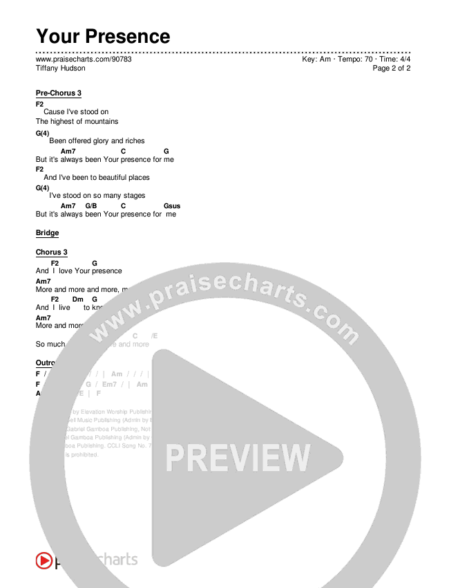 Your Presence Chords & Lyrics (Tiffany Hudson)