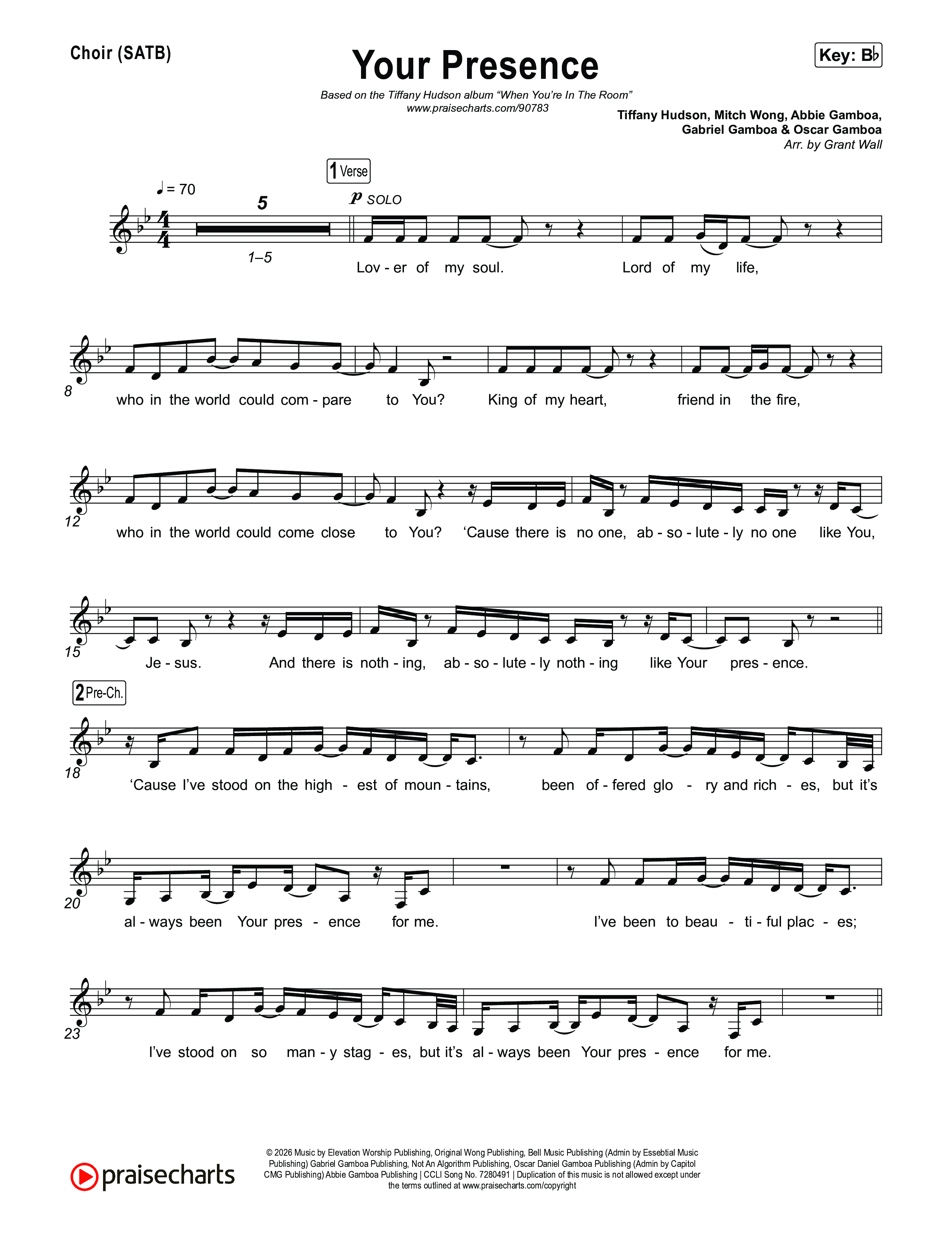 Your Presence Choir Sheet (SATB) (Tiffany Hudson)
